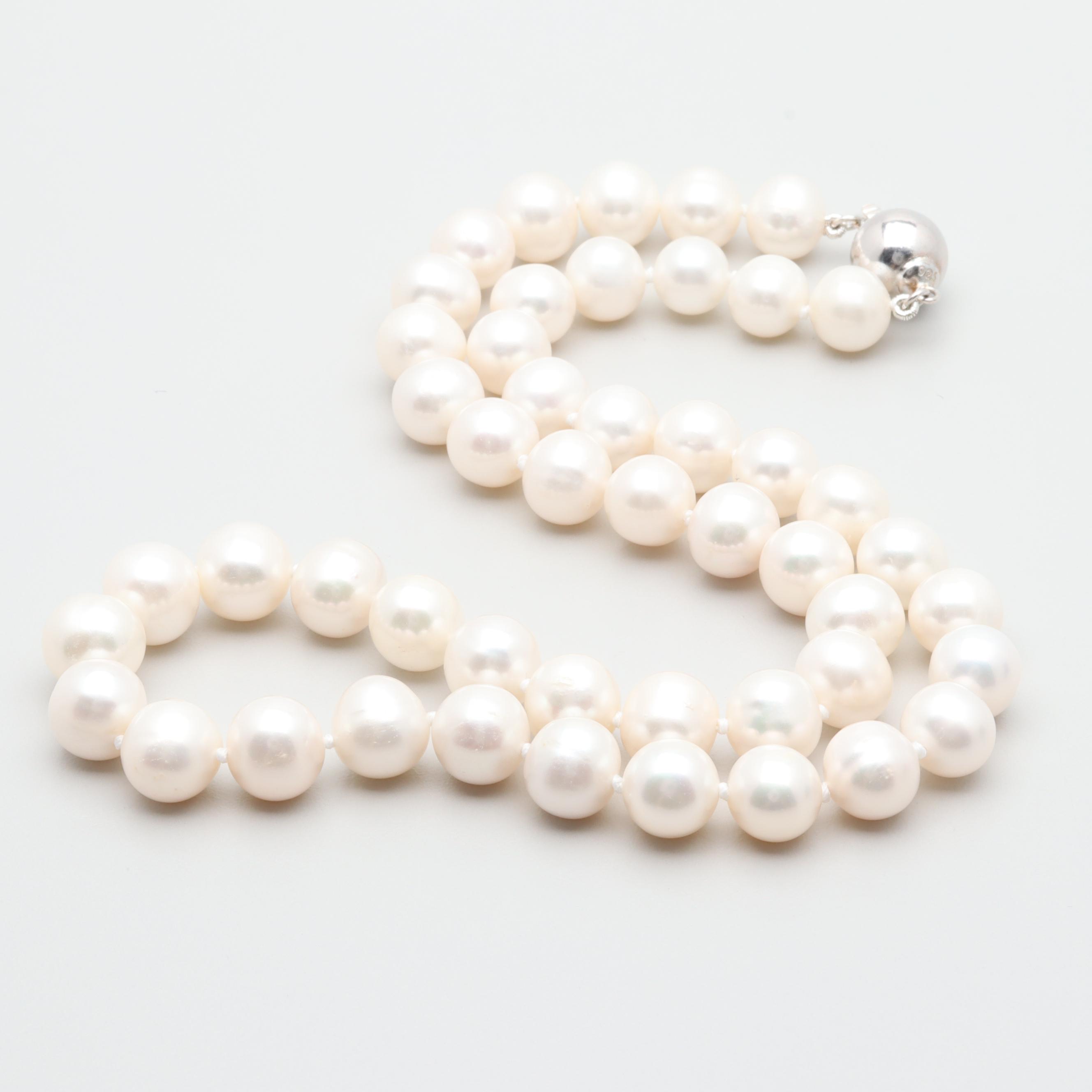 Sterling Silver Cultured Pearl Necklace