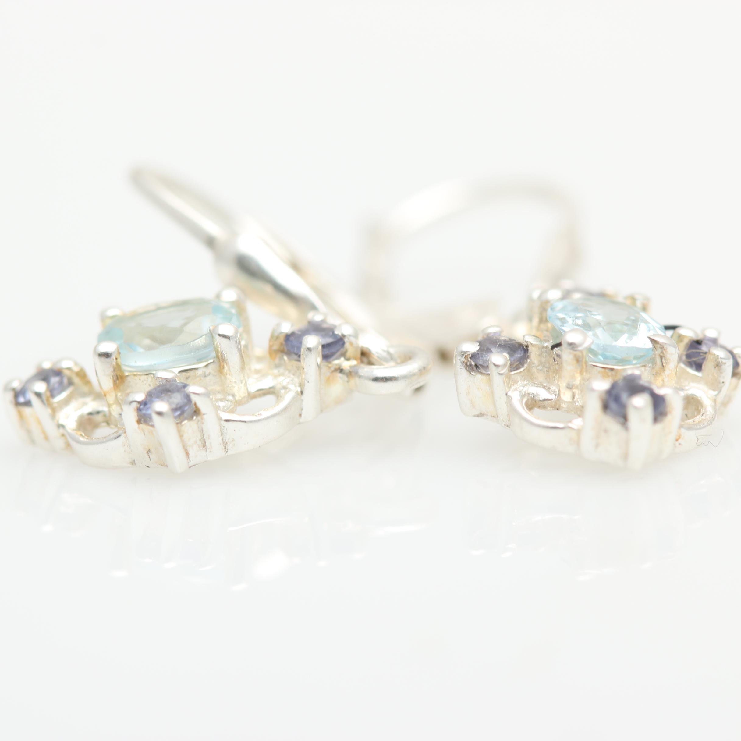 Sterling Silver Aquamarine, Sapphire, and Synthetic Tourmaline Jewelry