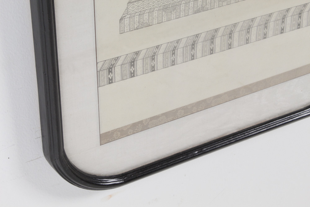 Antique Japanese Printed Calligraphy and Portrait