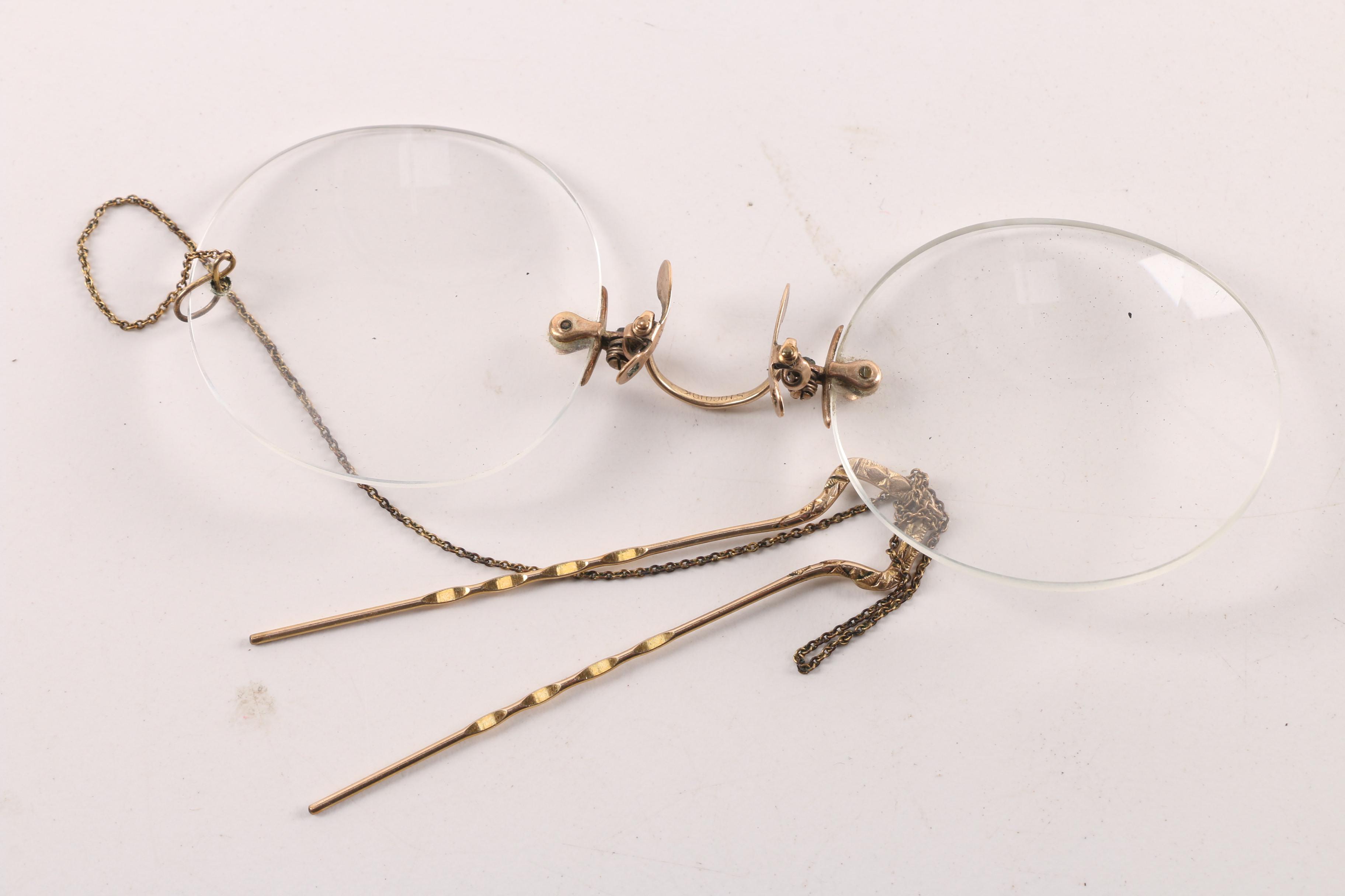 Pair of 10K Gold Pince Nez in Original Case