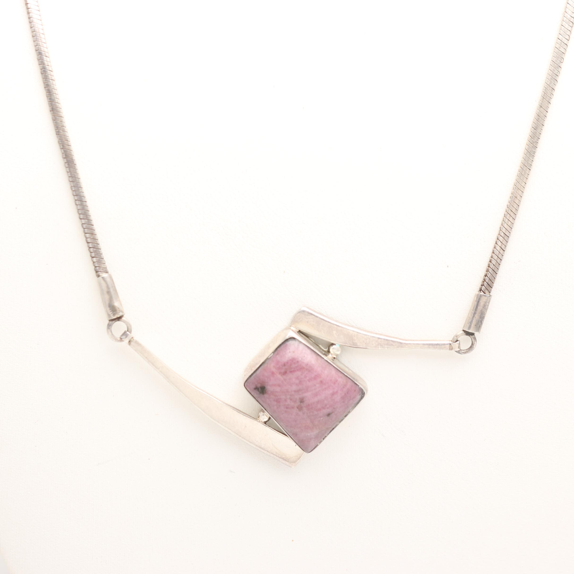 Sterling Silver Chalcedony Pendant Necklace