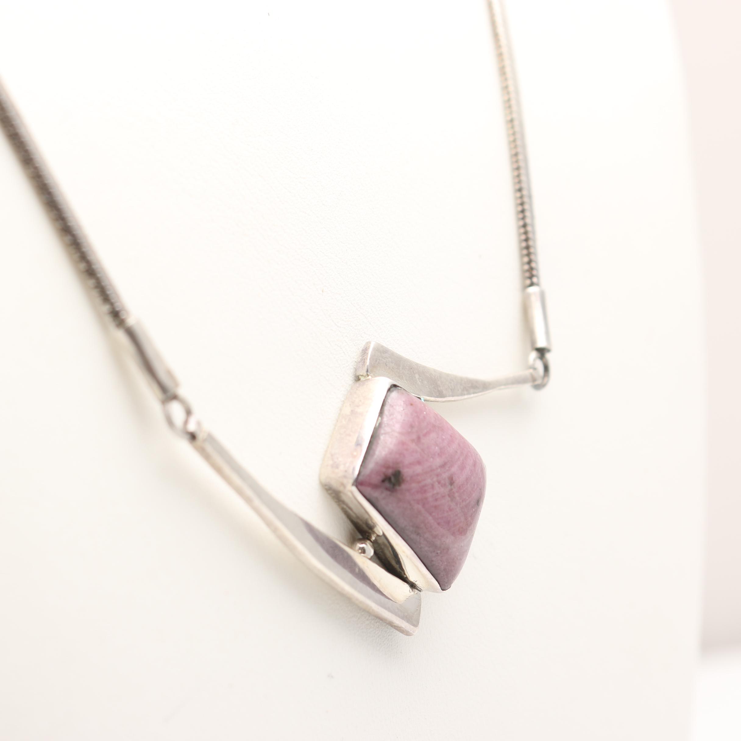 Sterling Silver Chalcedony Pendant Necklace