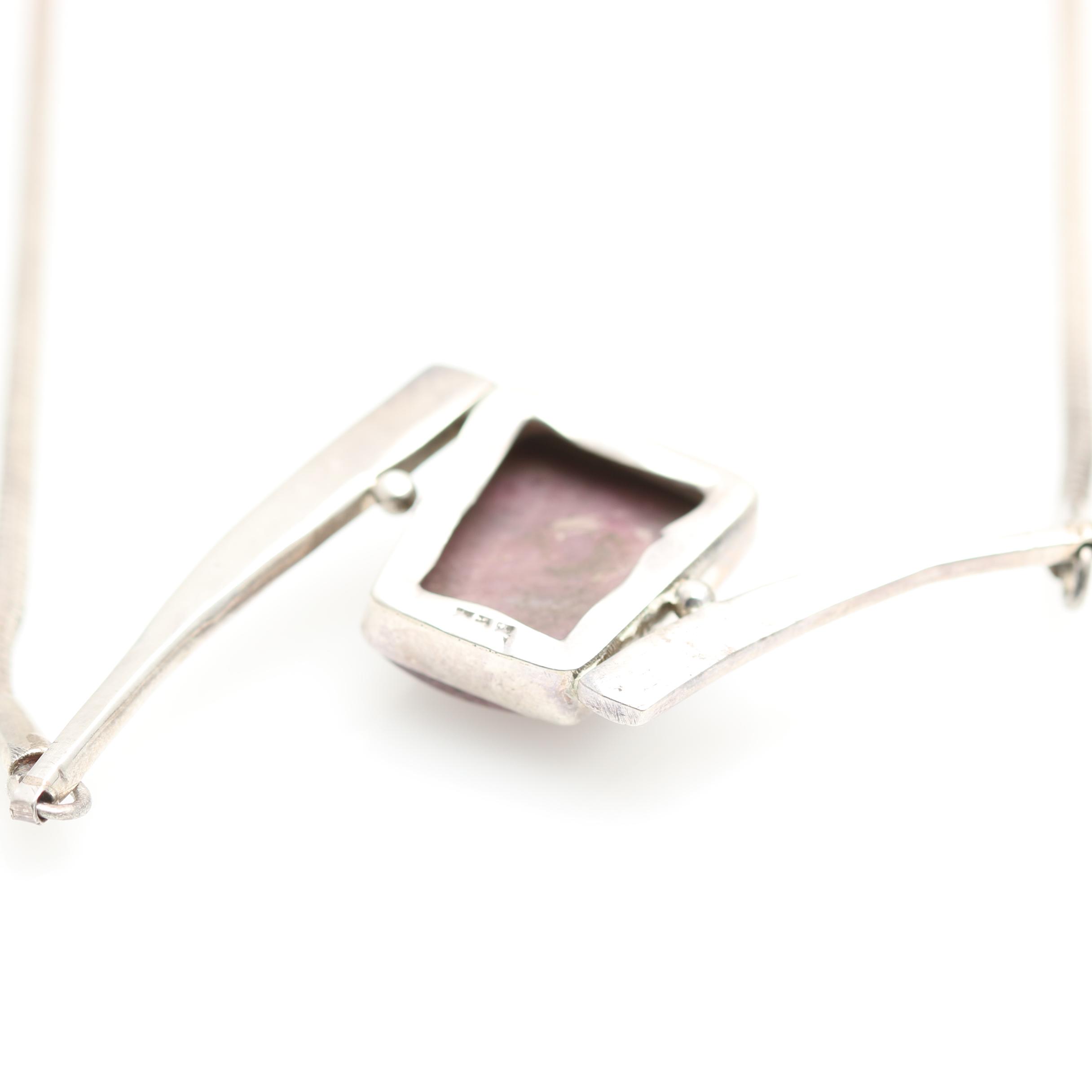 Sterling Silver Chalcedony Pendant Necklace