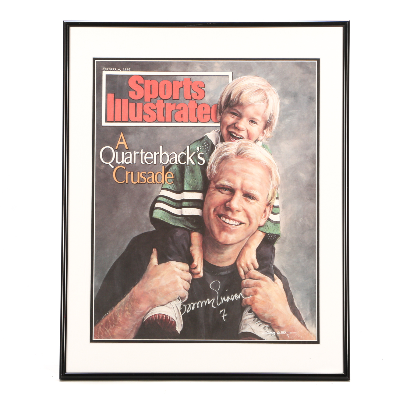 Signed Boomer Esiason "A Quarterback's Crusade" Lithograph