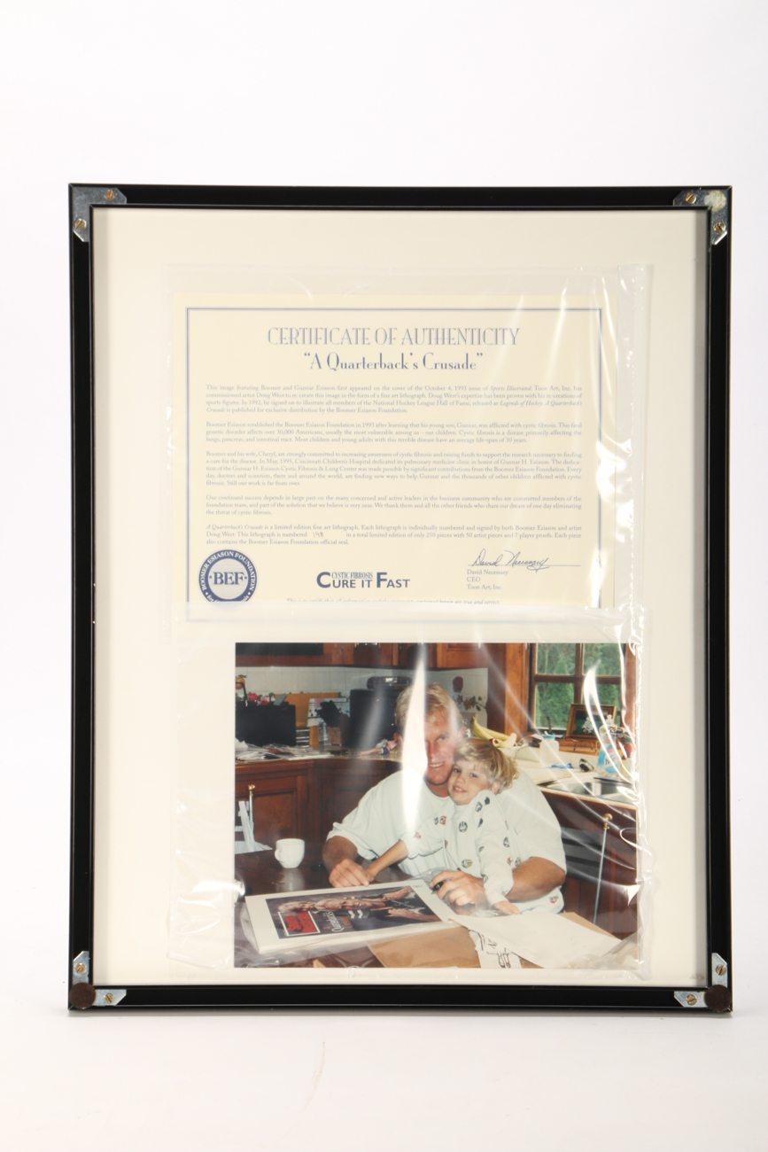 Signed Boomer Esiason "A Quarterback's Crusade" Lithograph