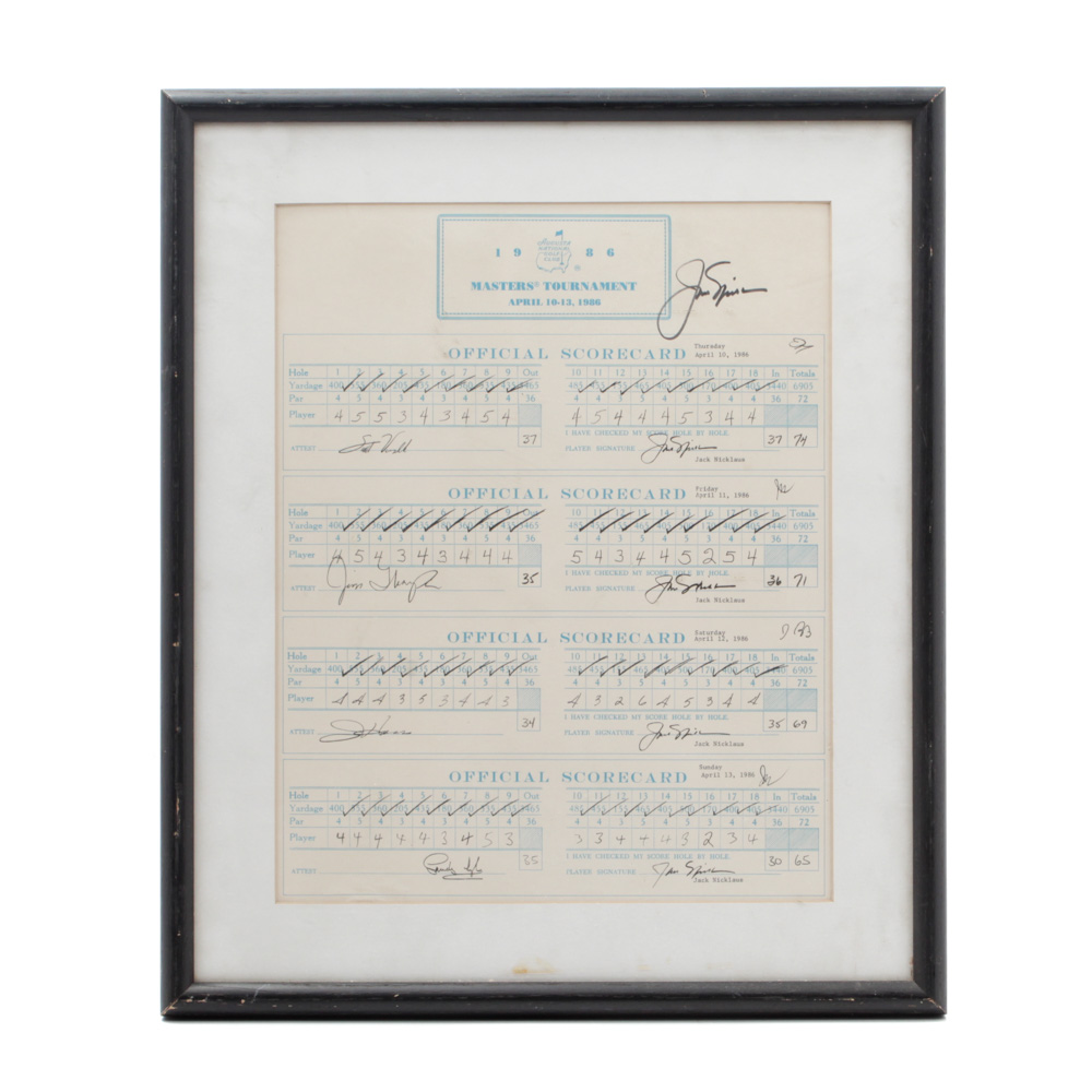 Jack Nicklaus Signed Complete Set of Scorecards from 1986 Masters