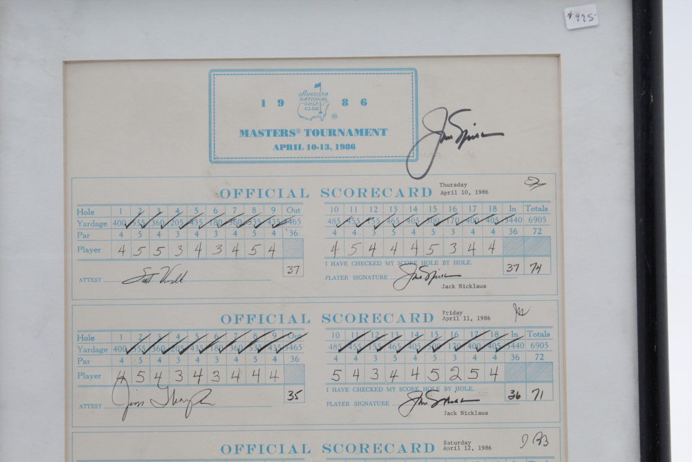 Jack Nicklaus Signed Complete Set of Scorecards from 1986 Masters