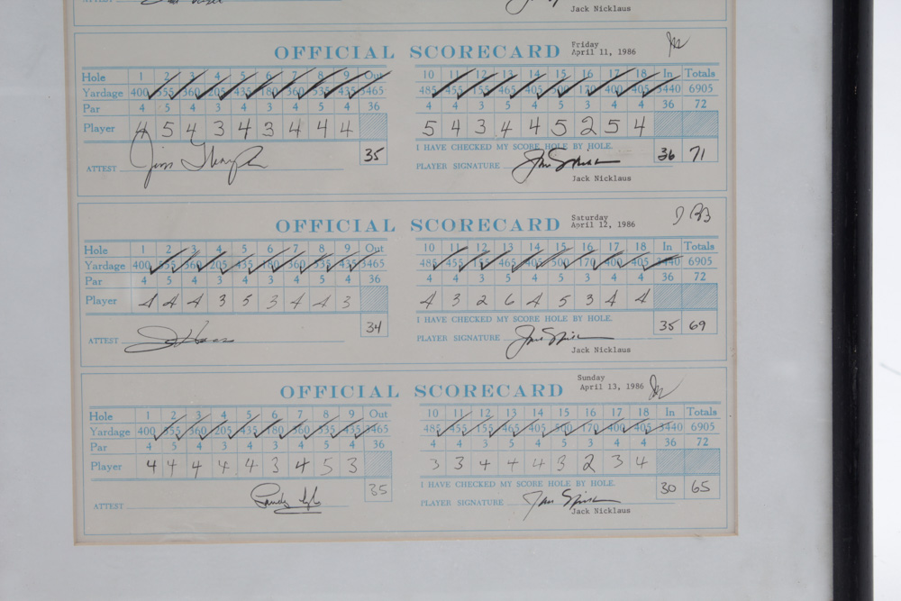 Jack Nicklaus Signed Complete Set of Scorecards from 1986 Masters