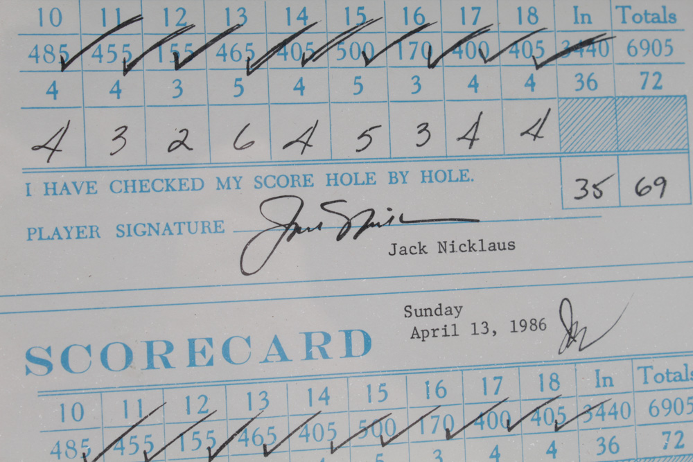 Jack Nicklaus Signed Complete Set of Scorecards from 1986 Masters