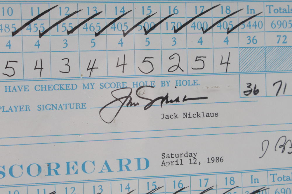 Jack Nicklaus Signed Complete Set of Scorecards from 1986 Masters