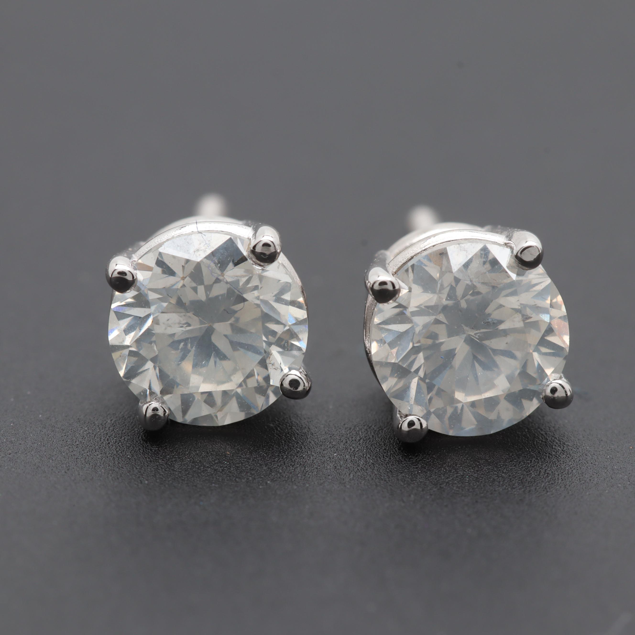 14K White Gold 1.04 CTW Diamond Earrings