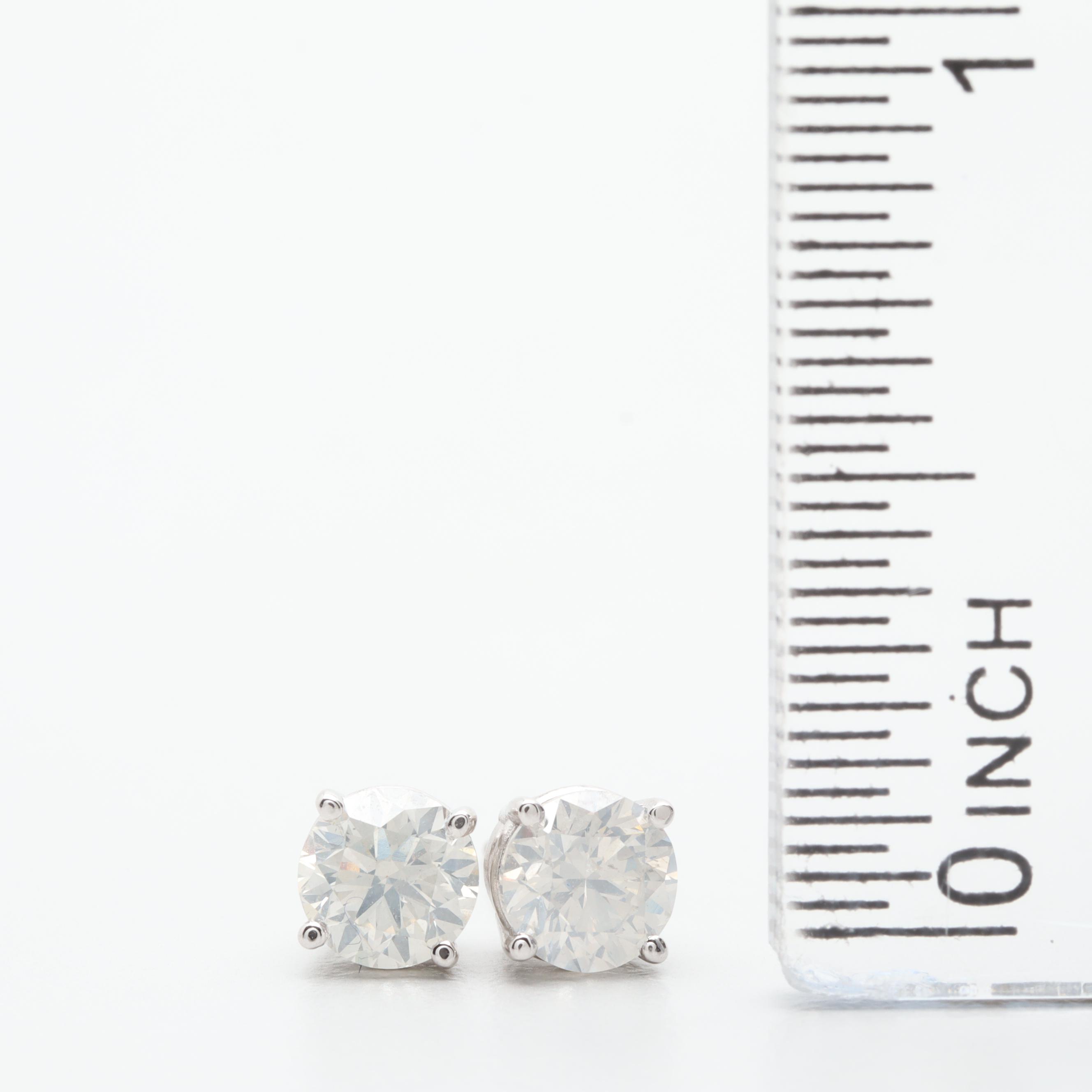 14K White Gold 1.04 CTW Diamond Earrings