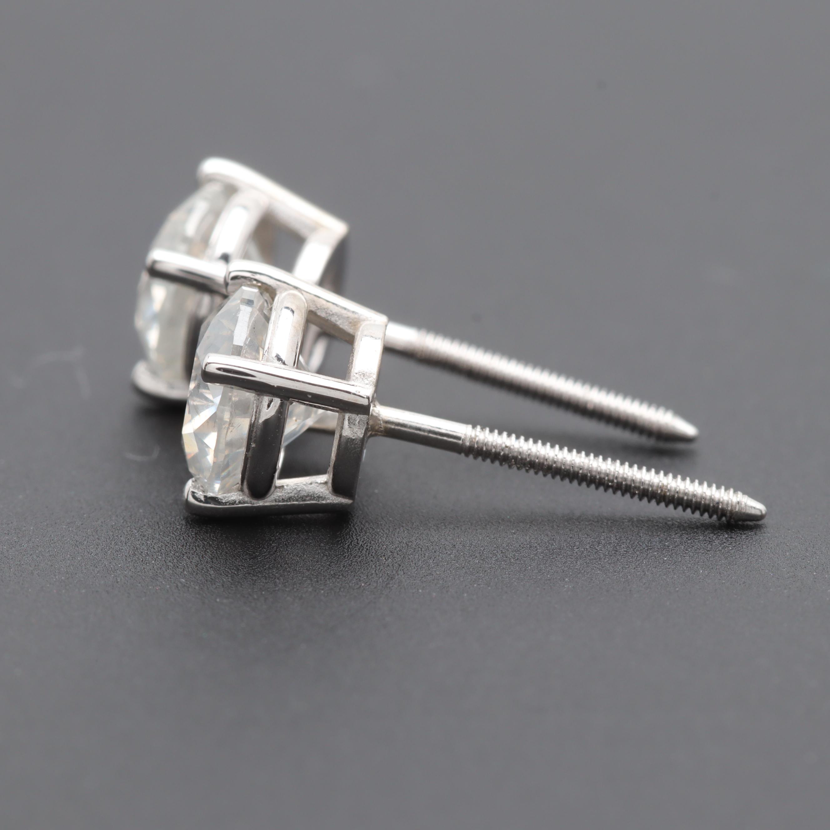 14K White Gold 1.04 CTW Diamond Earrings