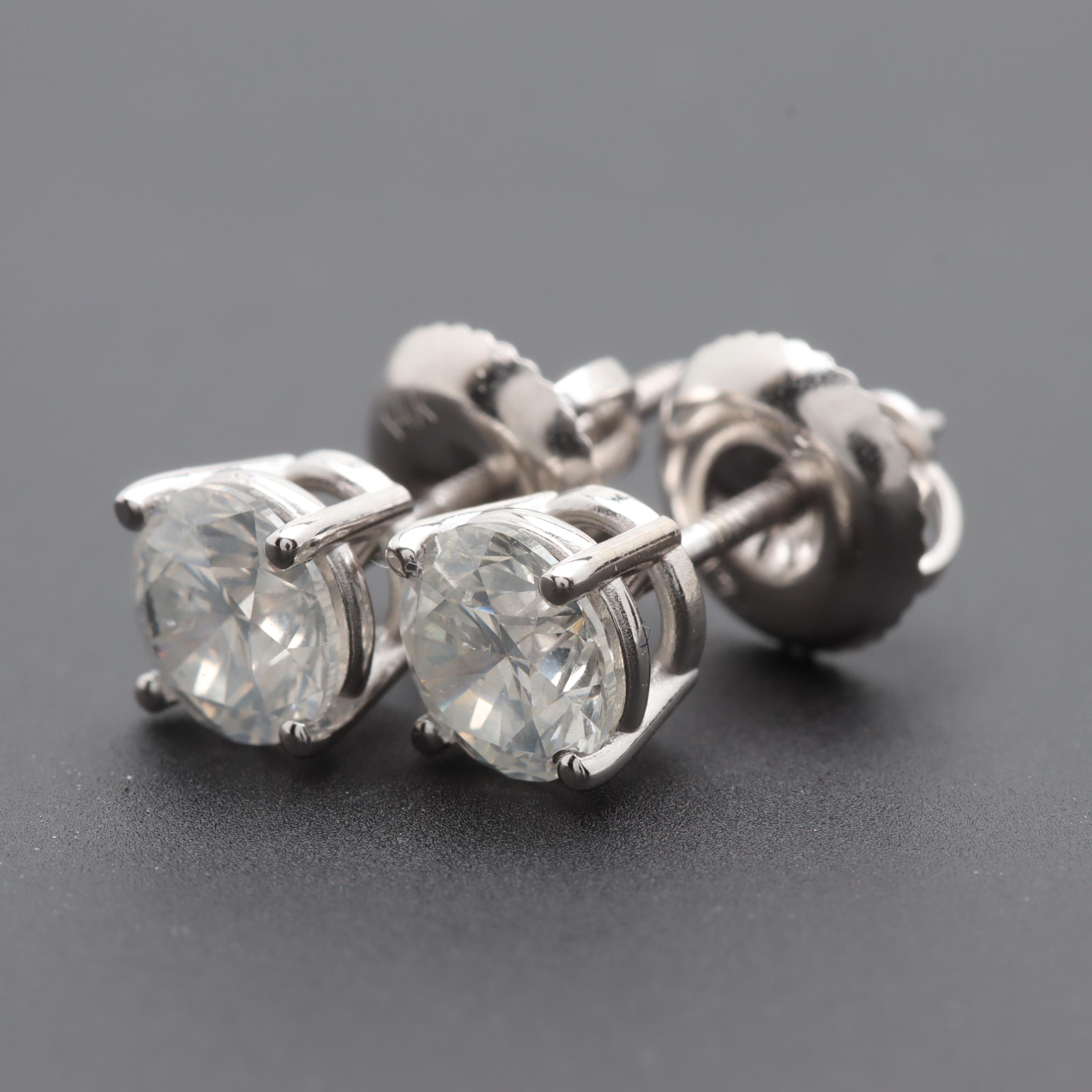 14K White Gold 1.04 CTW Diamond Earrings