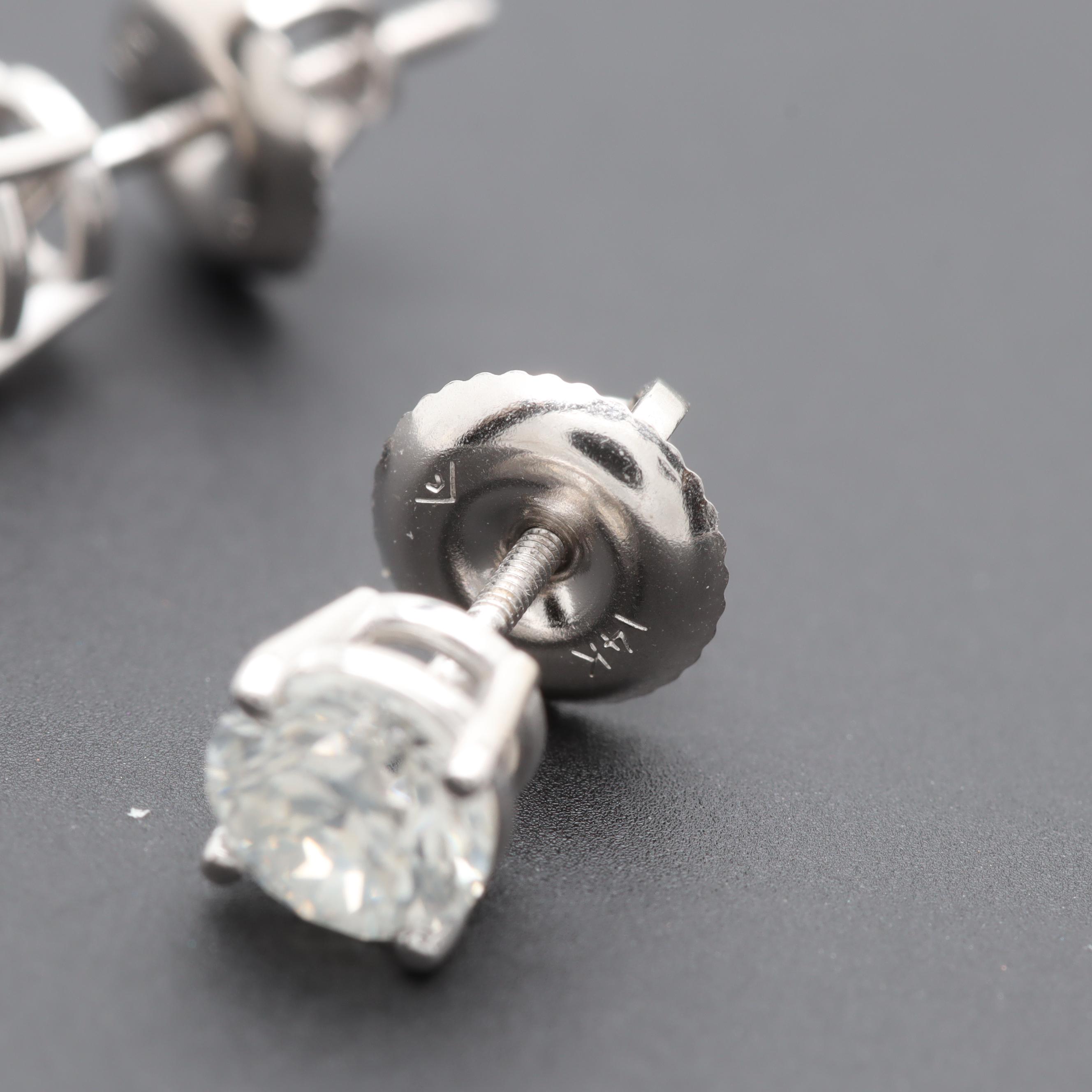 14K White Gold 1.04 CTW Diamond Earrings