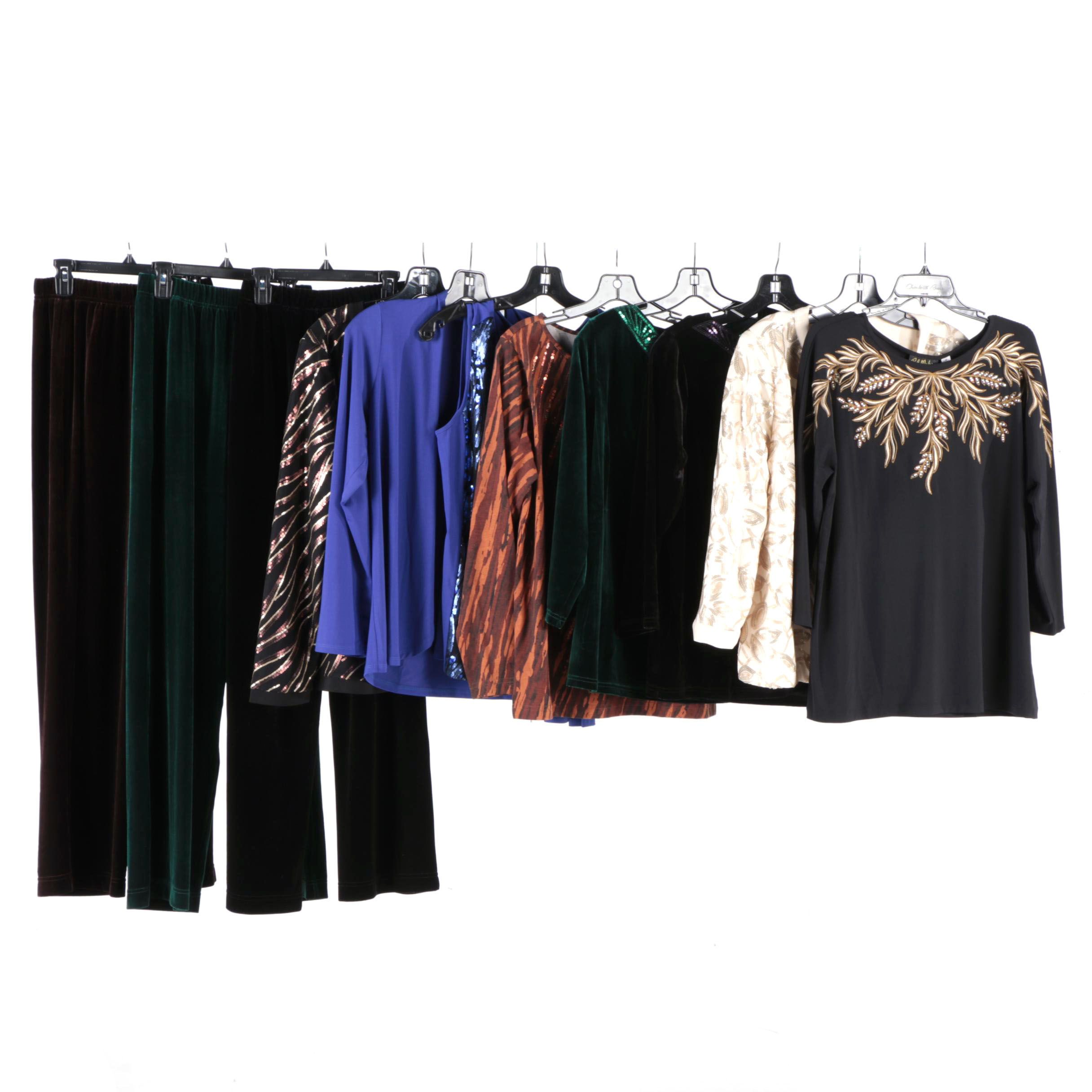 Women's Bob Mackie Clothing Including Sweater Set, Velour Pant Sets with Others