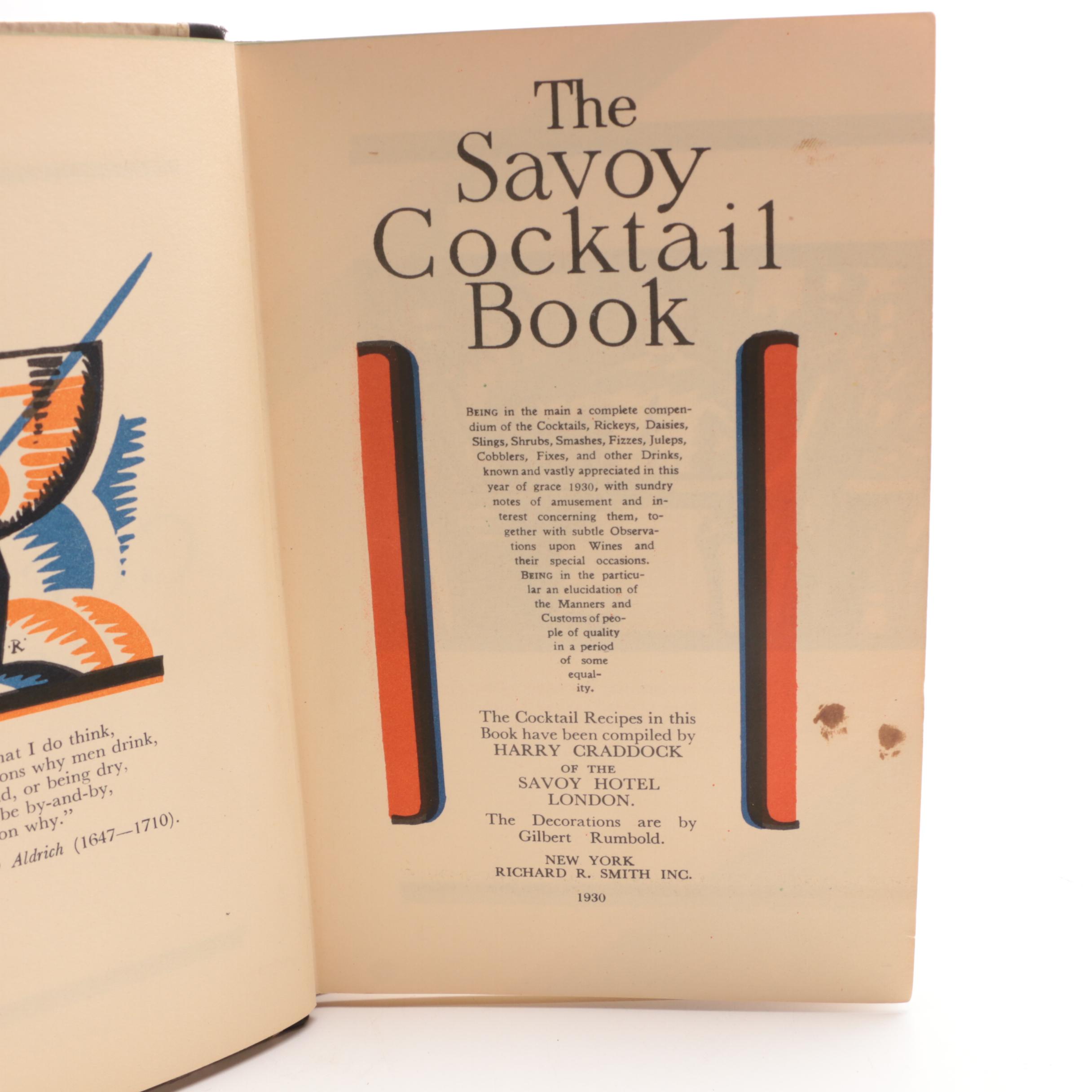 1930 First American Edition "The Savoy Cocktail Book" by Harry Craddock
