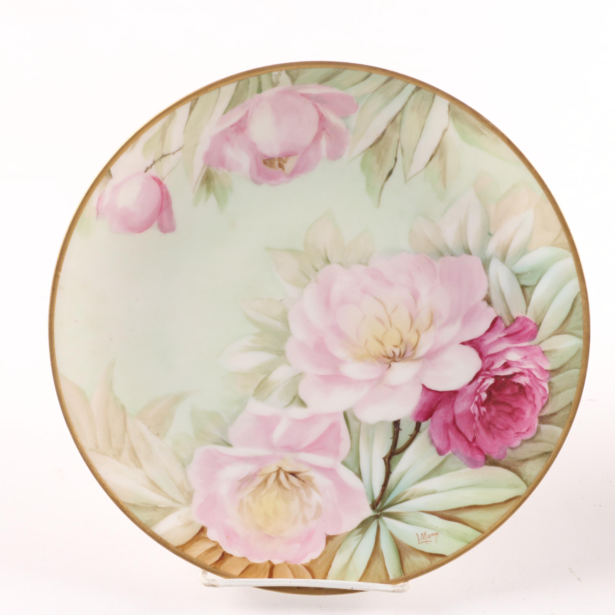 Floral Themed Porcelain Decorative Plates, Lidded Urn, and Coffee Pot