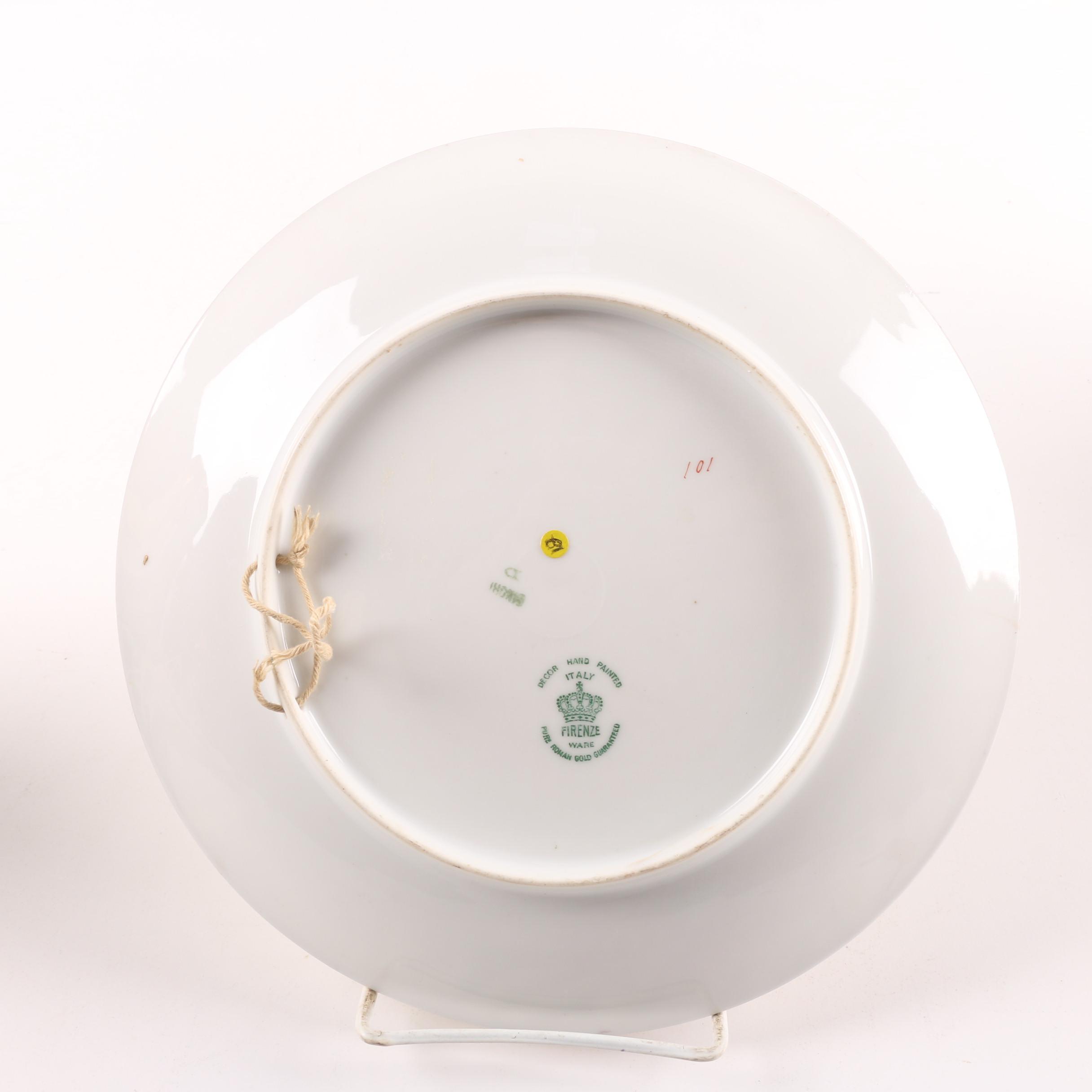 Floral Themed Porcelain Decorative Plates, Lidded Urn, and Coffee Pot