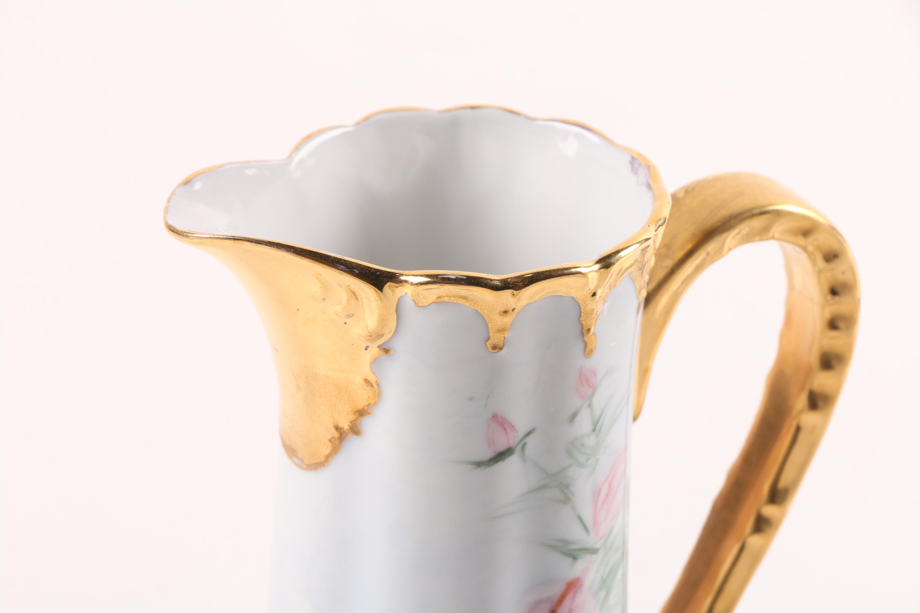 Floral Themed Porcelain Decorative Plates, Lidded Urn, and Coffee Pot