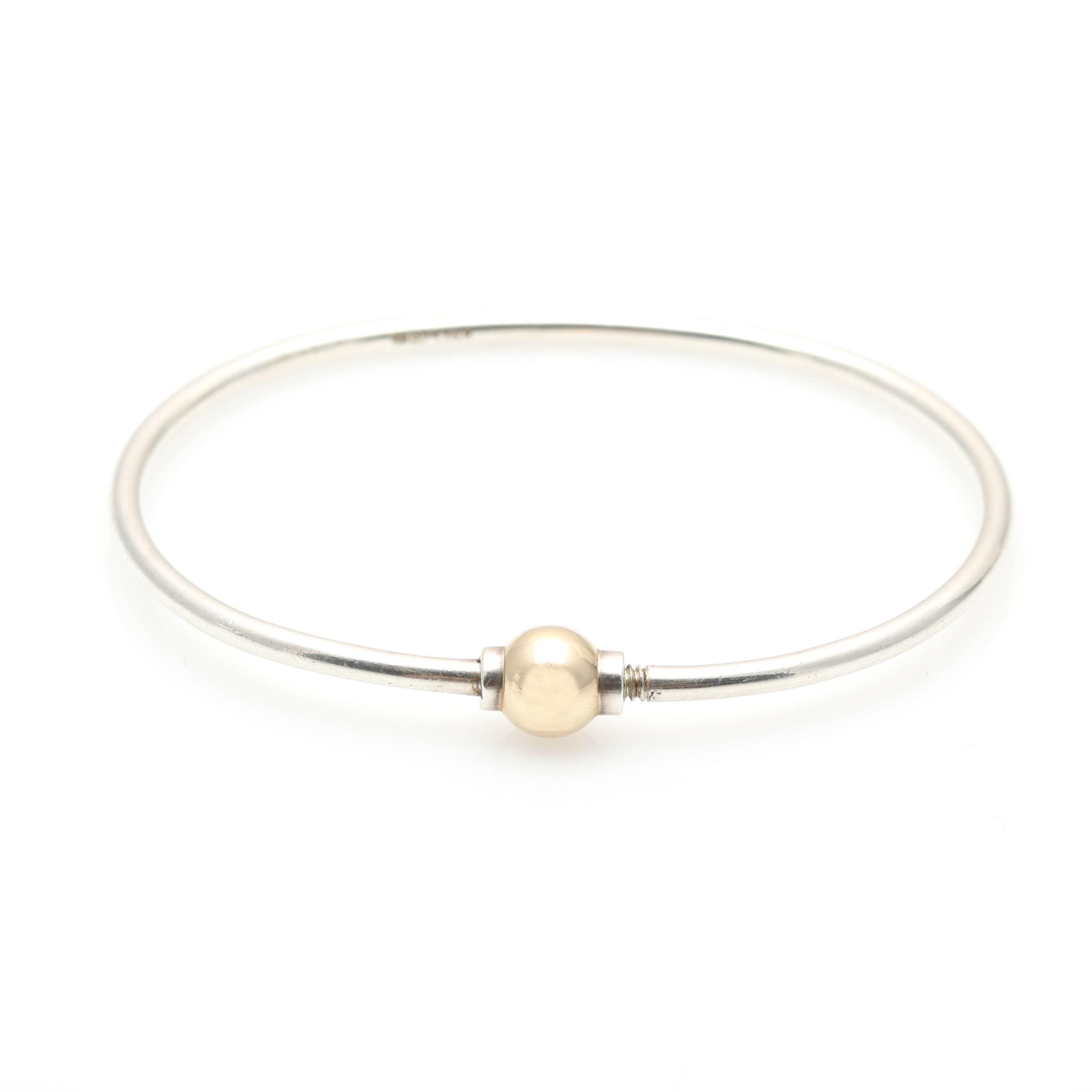 Sterling Silver 14K Gold Accented Bangle