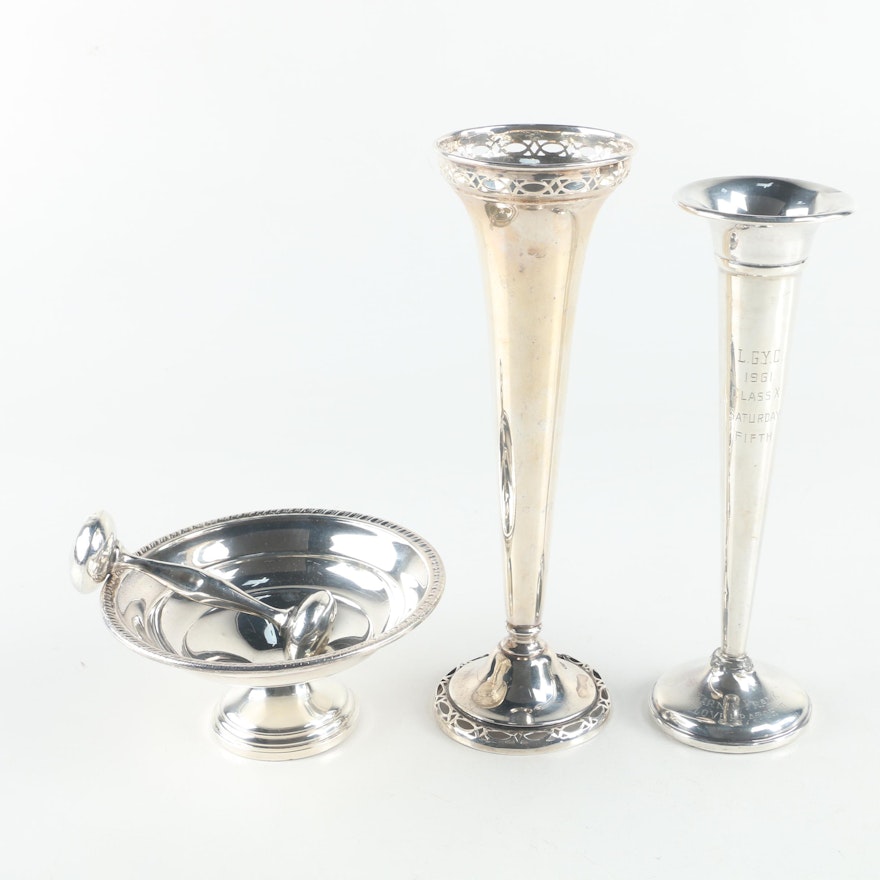 Reed & Barton and Preisner Weighted Sterling Vases with Other Sterling Decor