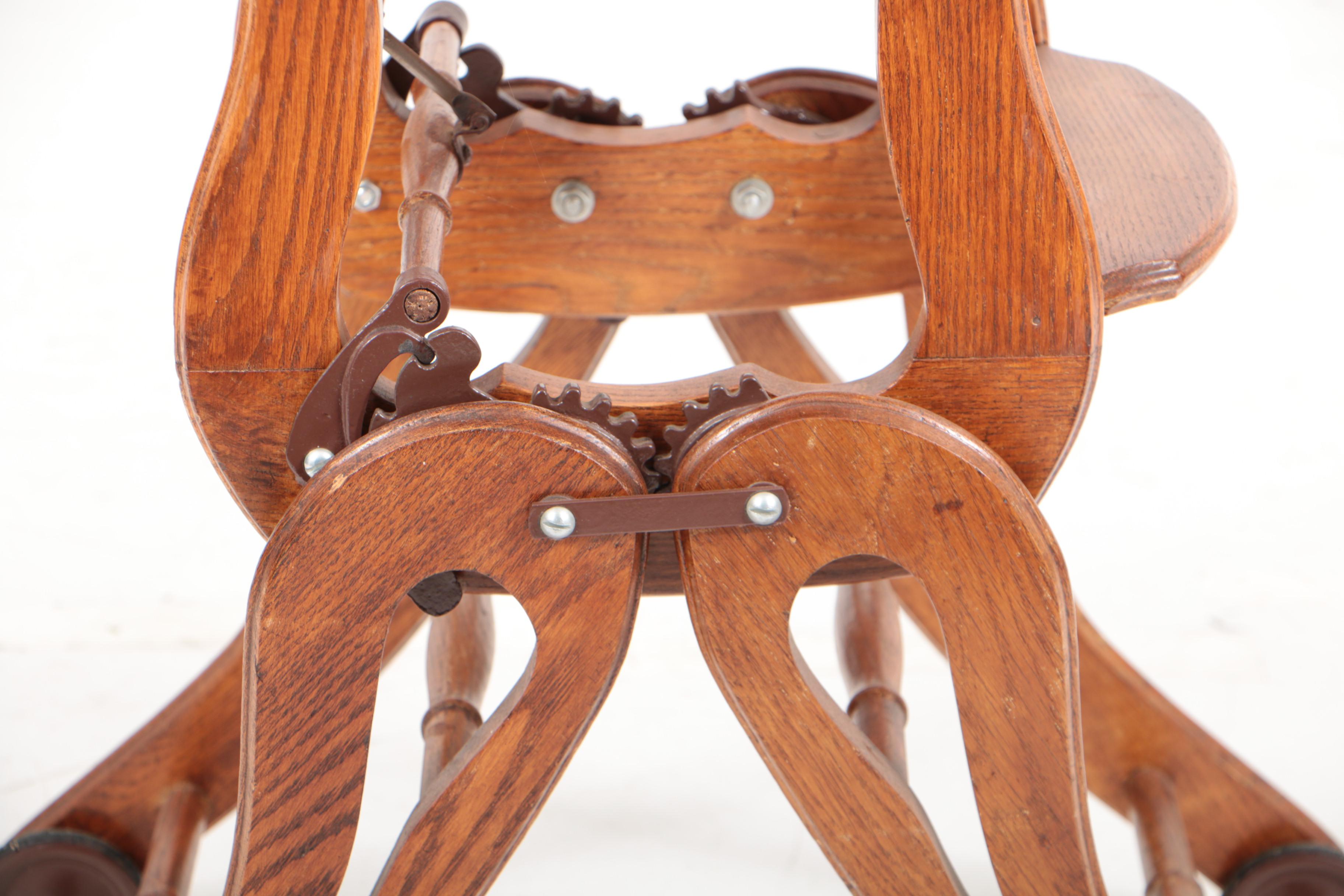 Victorian Oak Adjustable Child's Highchair, Late 19th Century