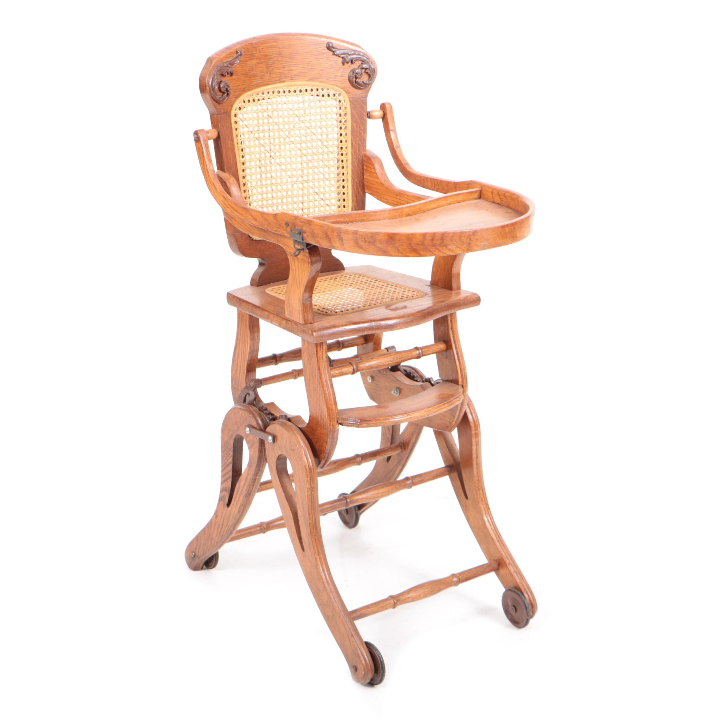 Victorian Oak Adjustable Child's Highchair, Late 19th Century