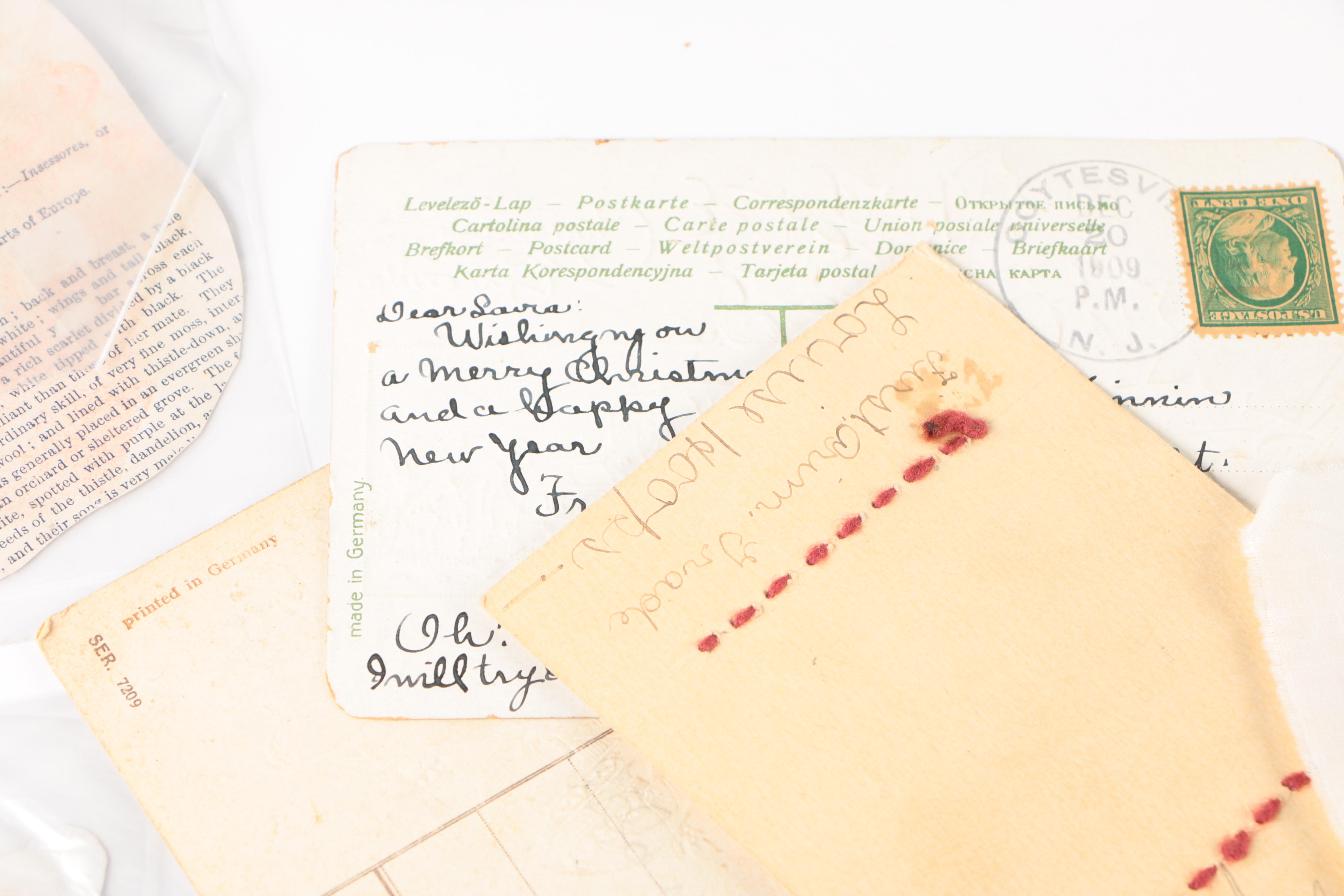 Early 20th Century Greeting Cards, Postcards, Advertisements and Sewing Samples