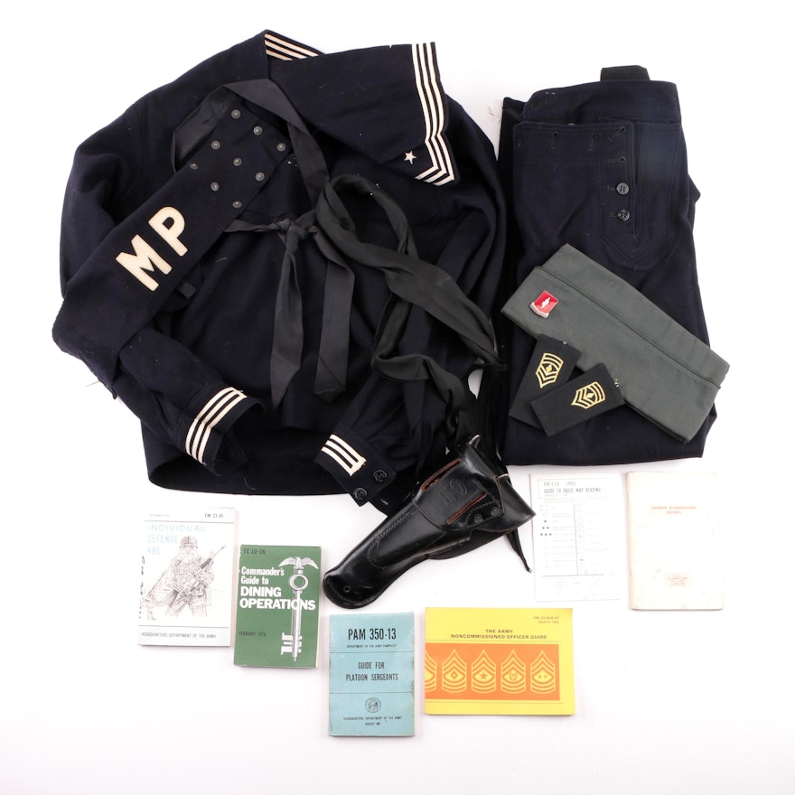 Vintage U.S.S. Molala Navy Uniform with Leather Holster and Other Accessories