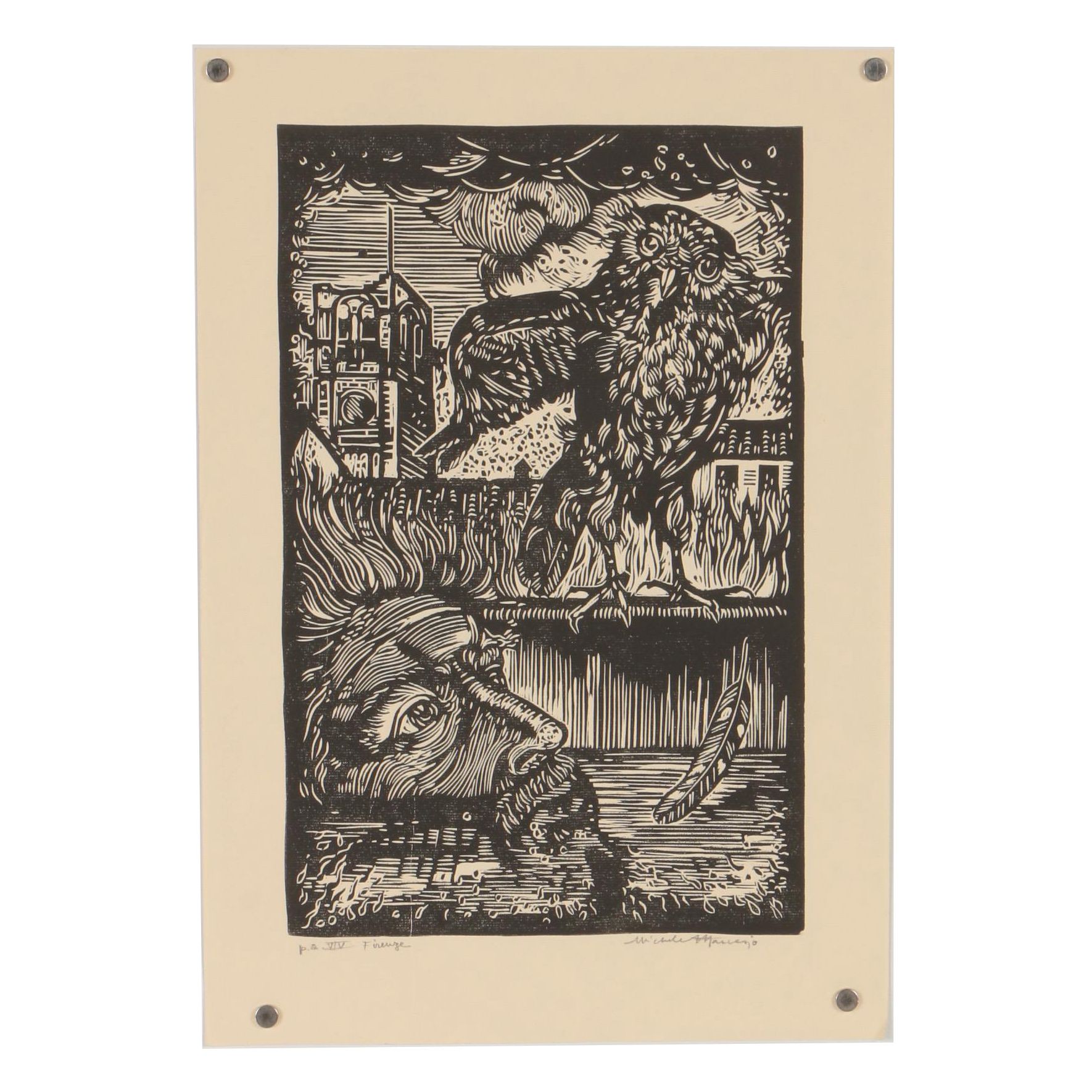 Michele Attanasio Linocut "Firenze"