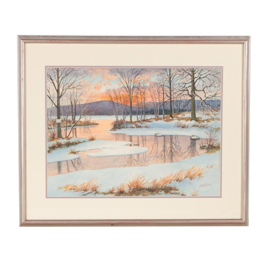 A.W. Nelson Landscape Watercolor Painting