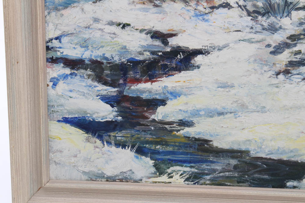 Harold Kenworthy Snowy Landscape Oil Painting