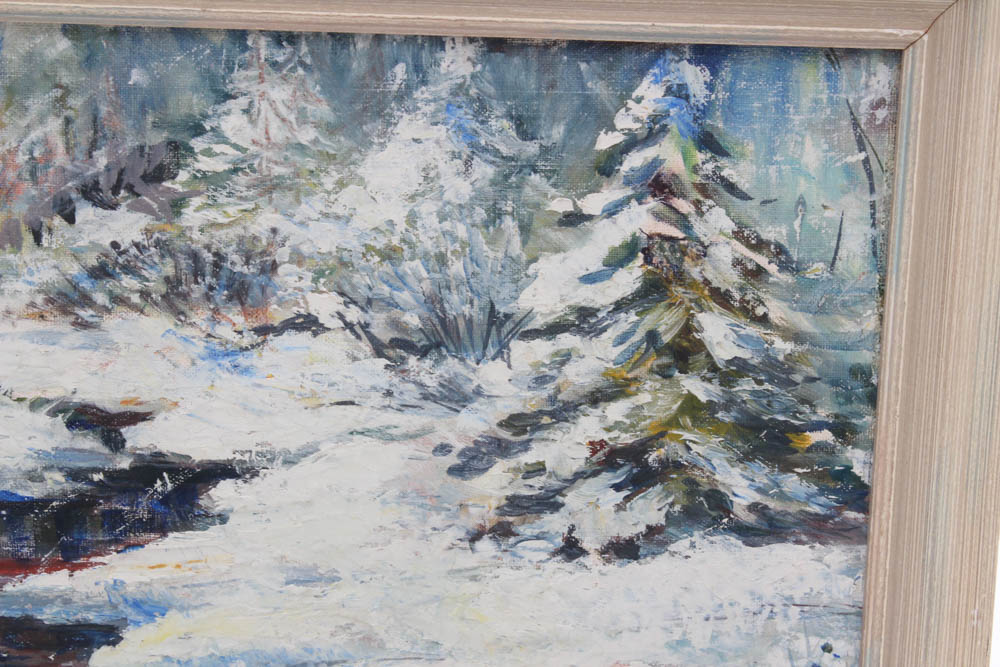 Harold Kenworthy Snowy Landscape Oil Painting