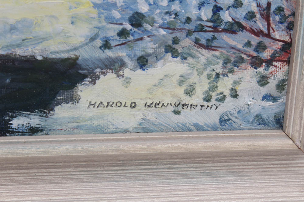 Harold Kenworthy Snowy Landscape Oil Painting