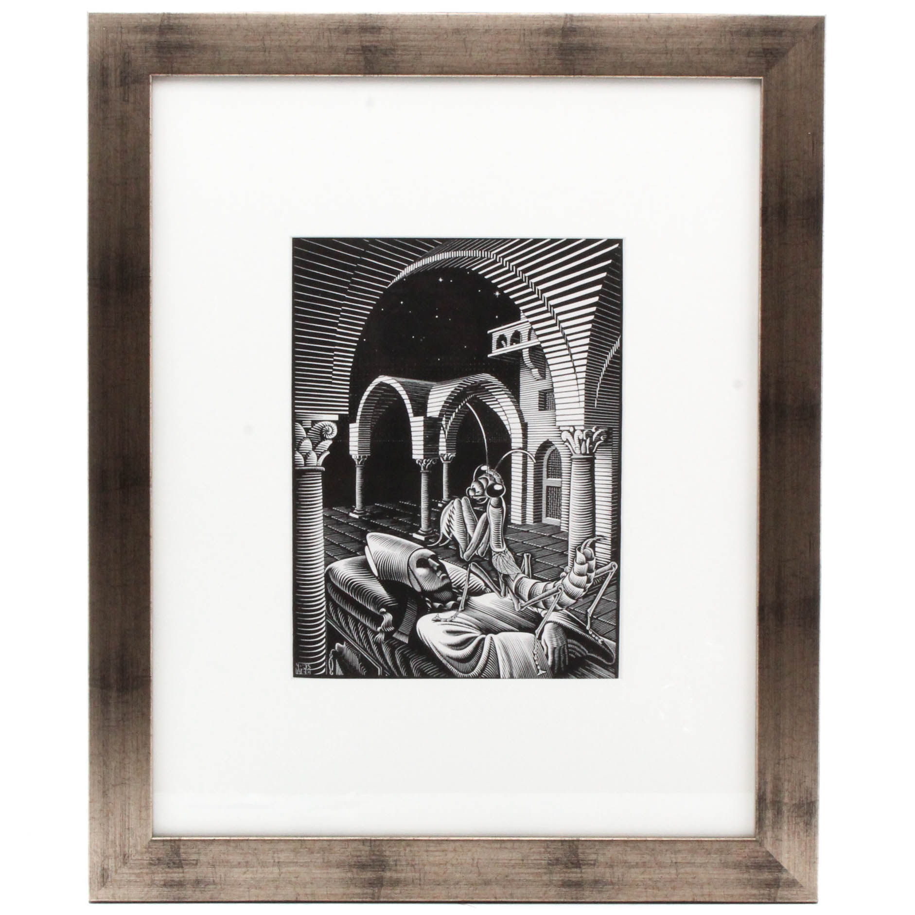After M.C. Escher Offset Lithograph "Dream (Mantis Religiosa)"