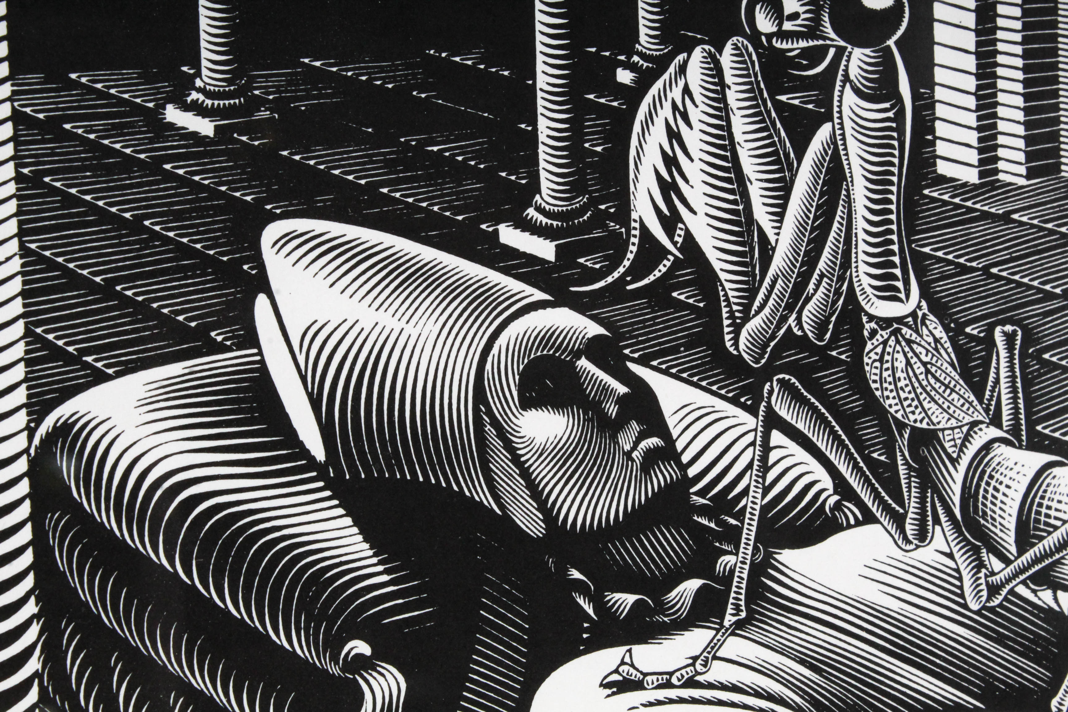 After M.C. Escher Offset Lithograph "Dream (Mantis Religiosa)"