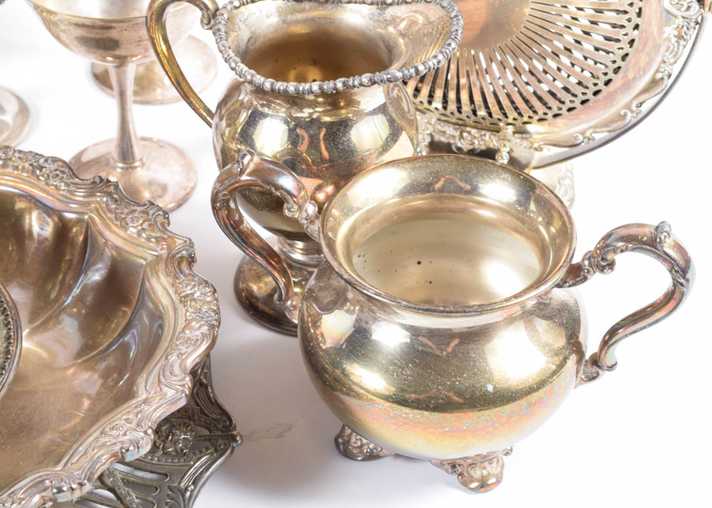 Large Collection of Plated Silver Serveware