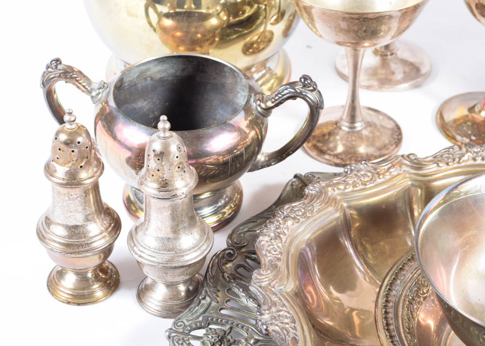 Large Collection of Plated Silver Serveware