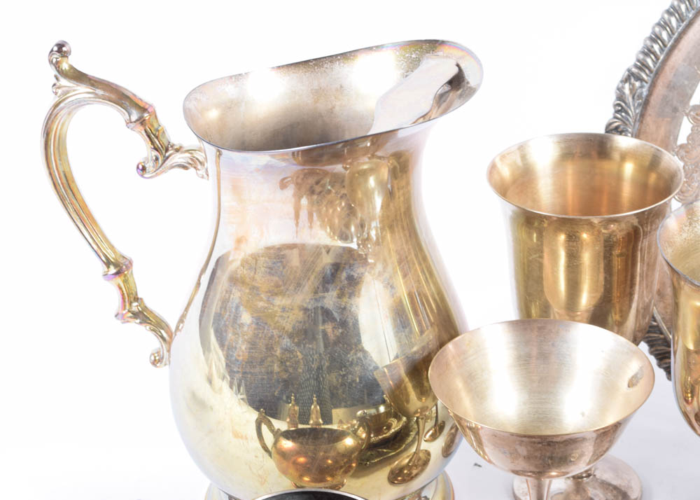 Large Collection of Plated Silver Serveware