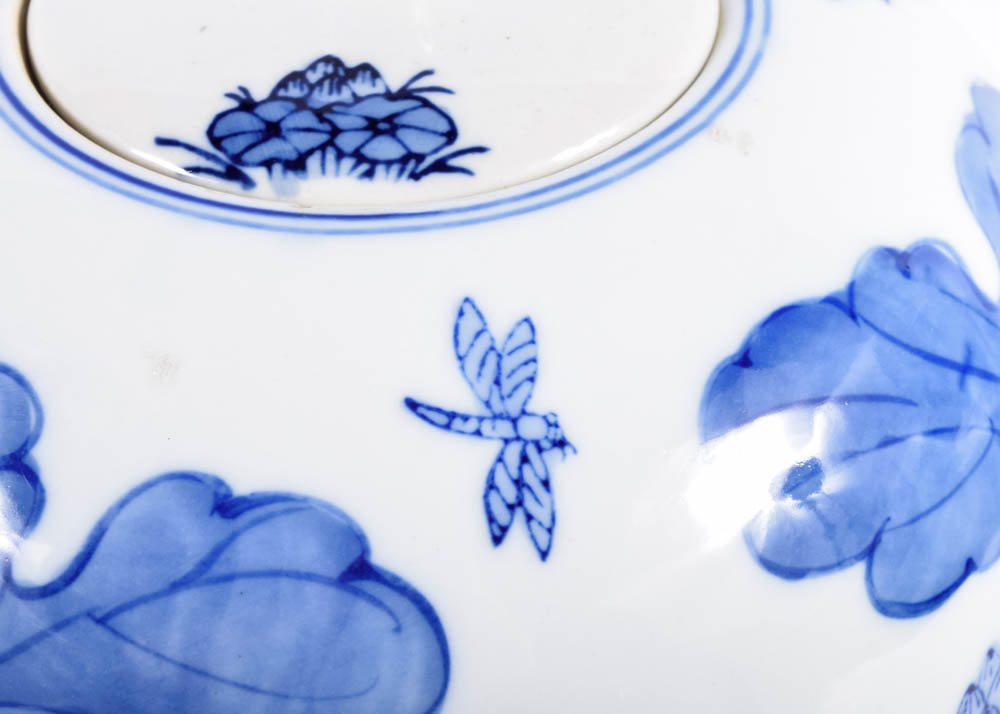 Chinese Lotus Motif Ceramic Ginger Jars