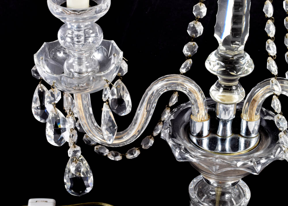 Vintage Czechoslovakian Crystal Candelabra Lamps