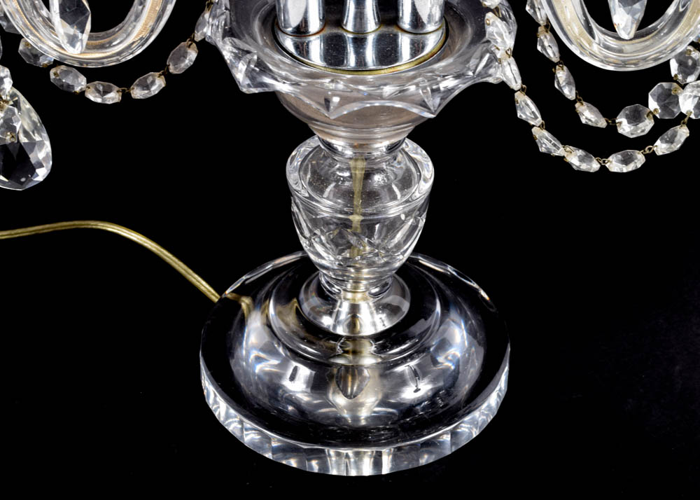 Vintage Czechoslovakian Crystal Candelabra Lamps