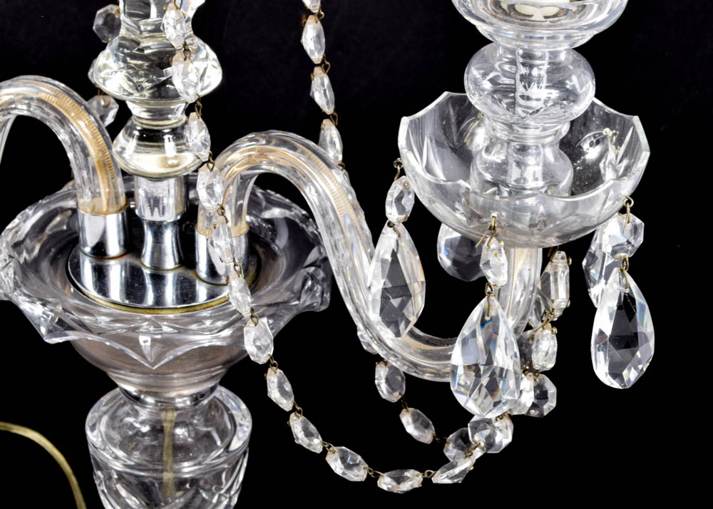 Vintage Czechoslovakian Crystal Candelabra Lamps