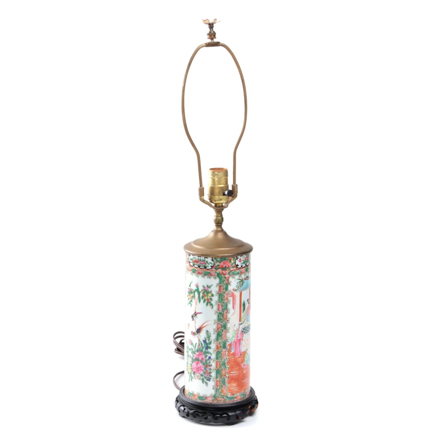 Chinese "Rose Medallion" Ceramic Lamp