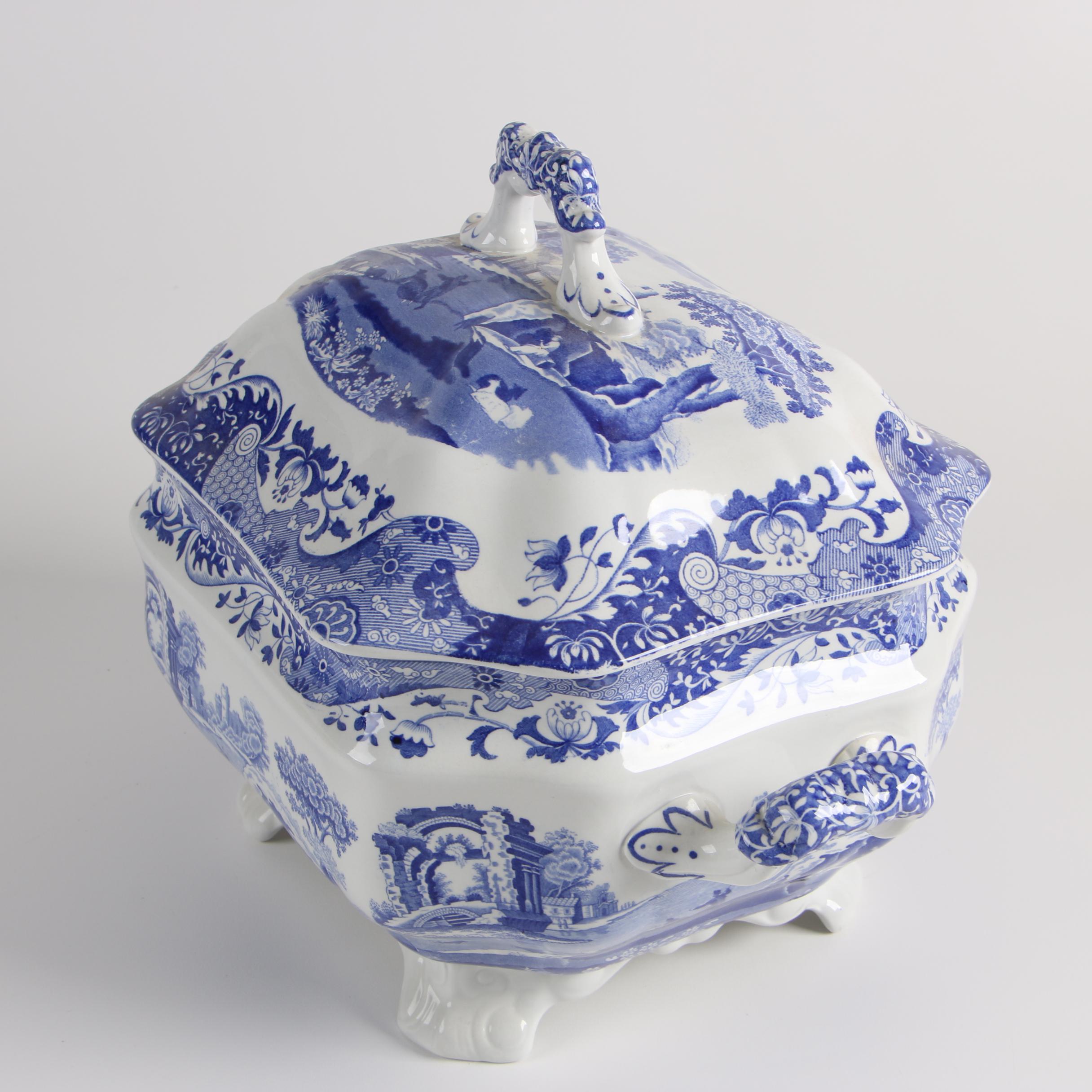 Spode Porcelain Dinnerware in the "Blue Italian" Pattern