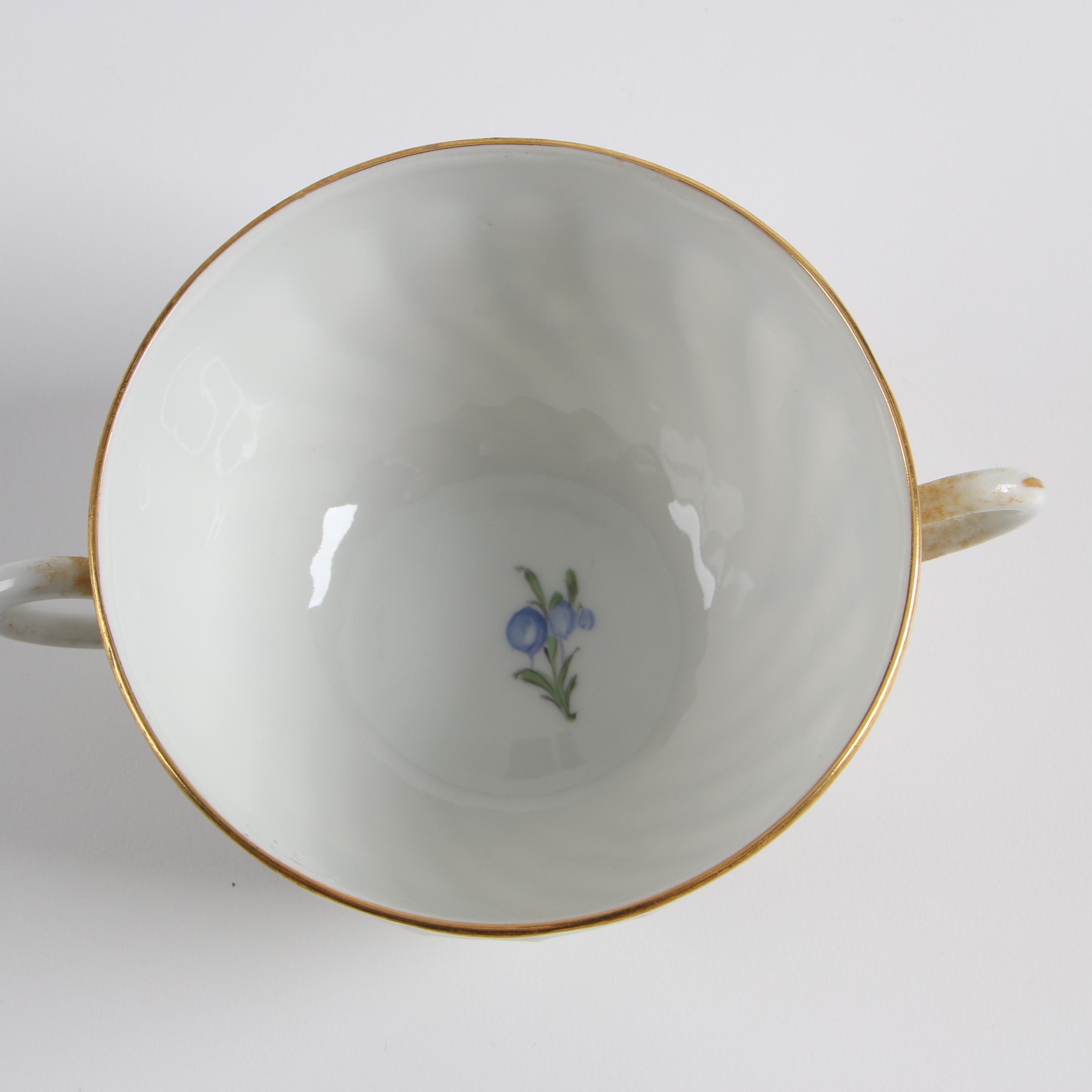 Vintage Nymphenburg Porcelain Tea Serving Ware with Pitcher and Bullion Cup