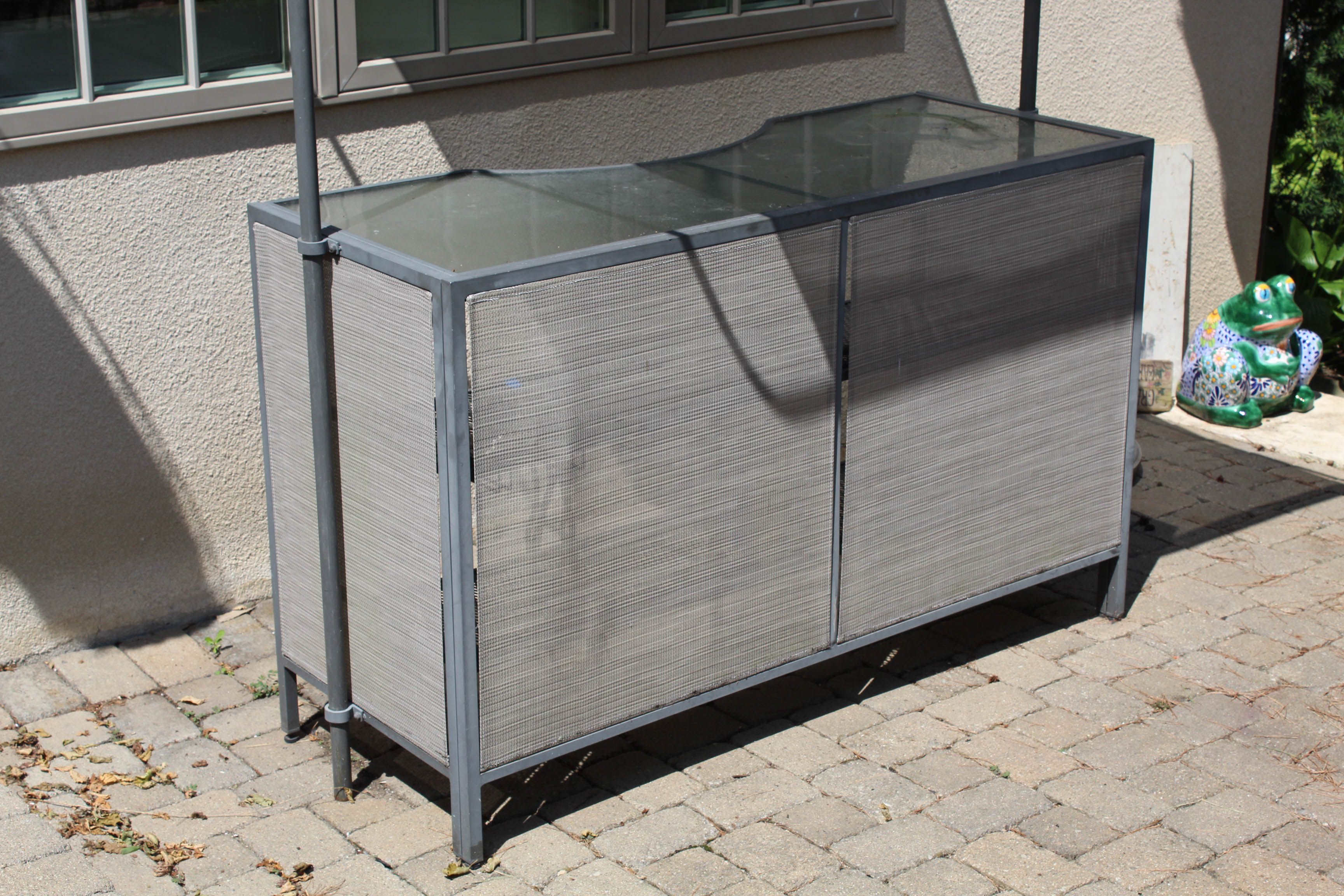 Contemporary Glass Top Metal Patio Bar with Canopy
