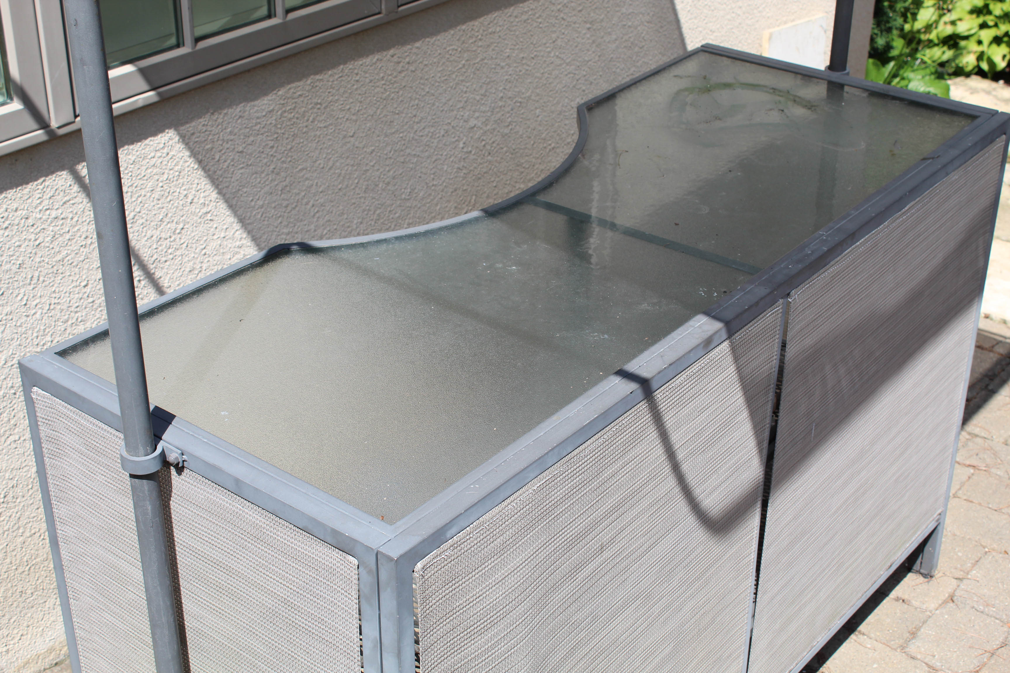 Contemporary Glass Top Metal Patio Bar with Canopy