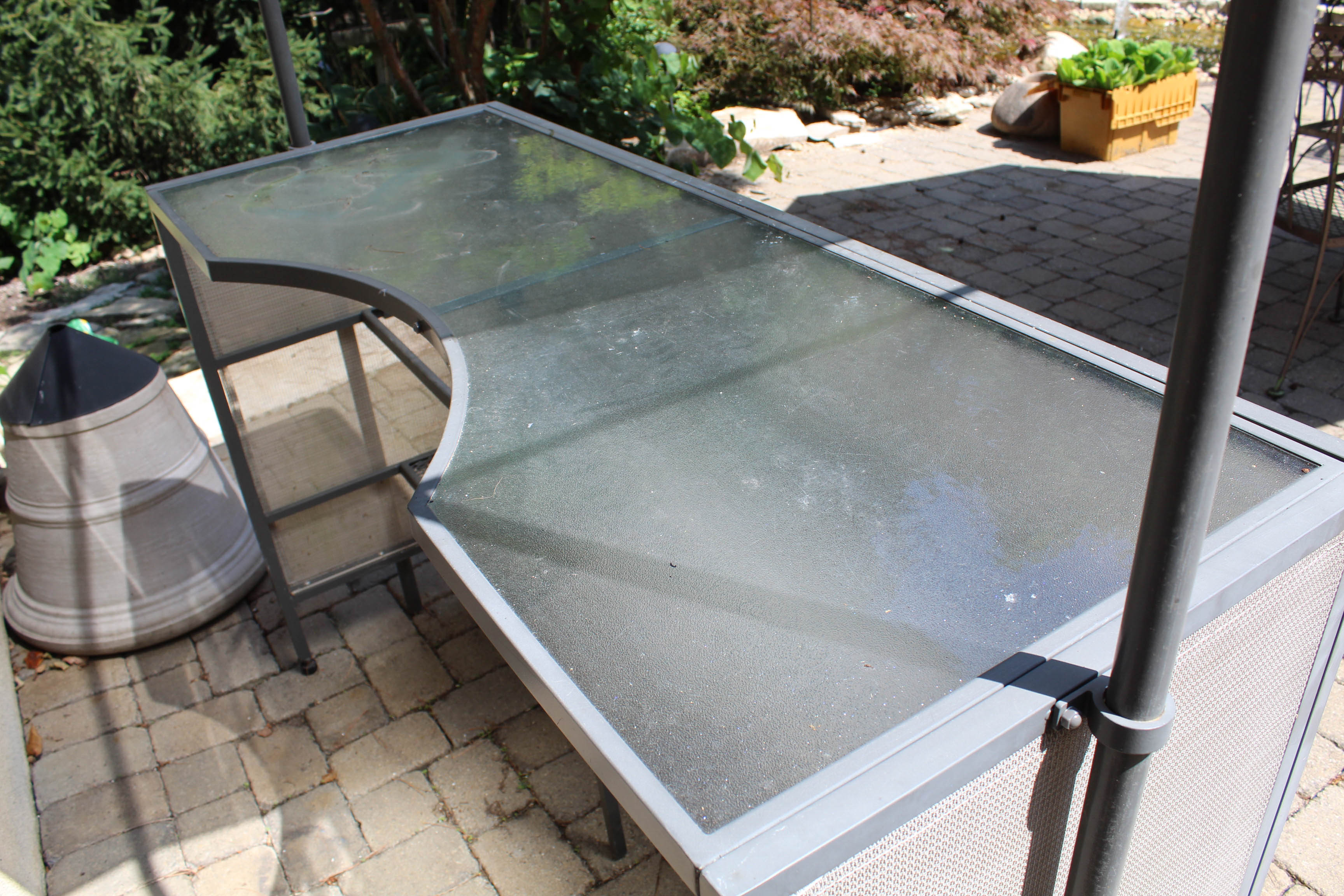 Contemporary Glass Top Metal Patio Bar with Canopy